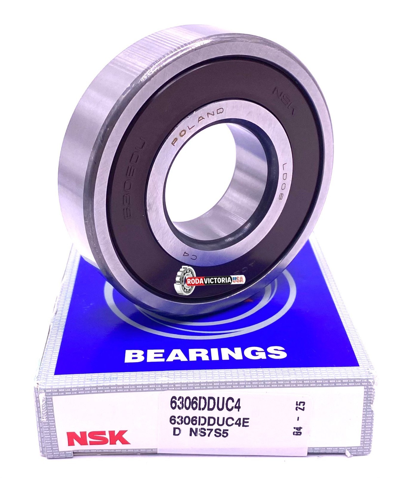 NSK Japan 6306 DDU C4 Deep Groove Ball Bearing, Rubber Sealed 30x72x19 mm