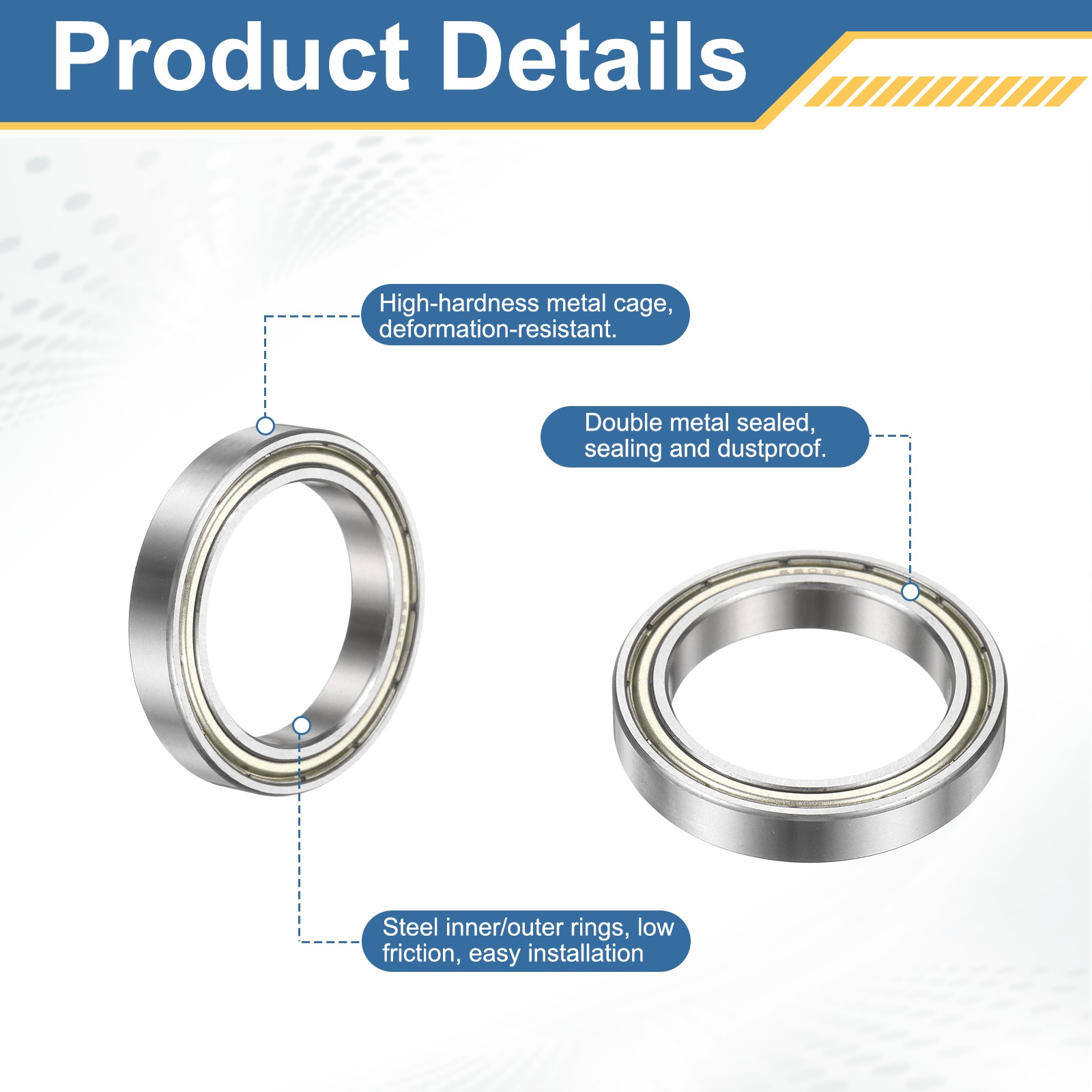 10Pcs 6806-ZZ Deep Groove Bearing, 30x42x7mm Metal Double Sealed Bearing