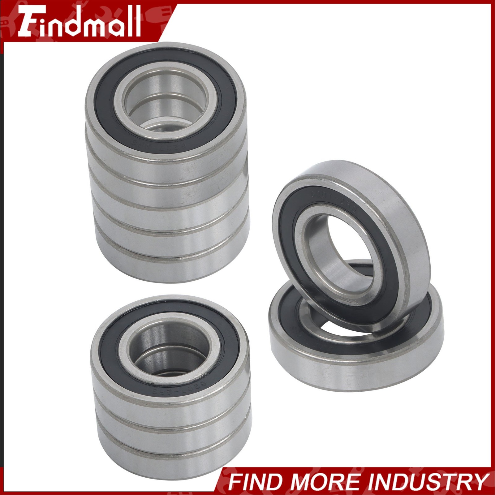 Findmall 6207-2RS Deep Groove Bearings 10pcs 35mm x72mm x17mm Sealed