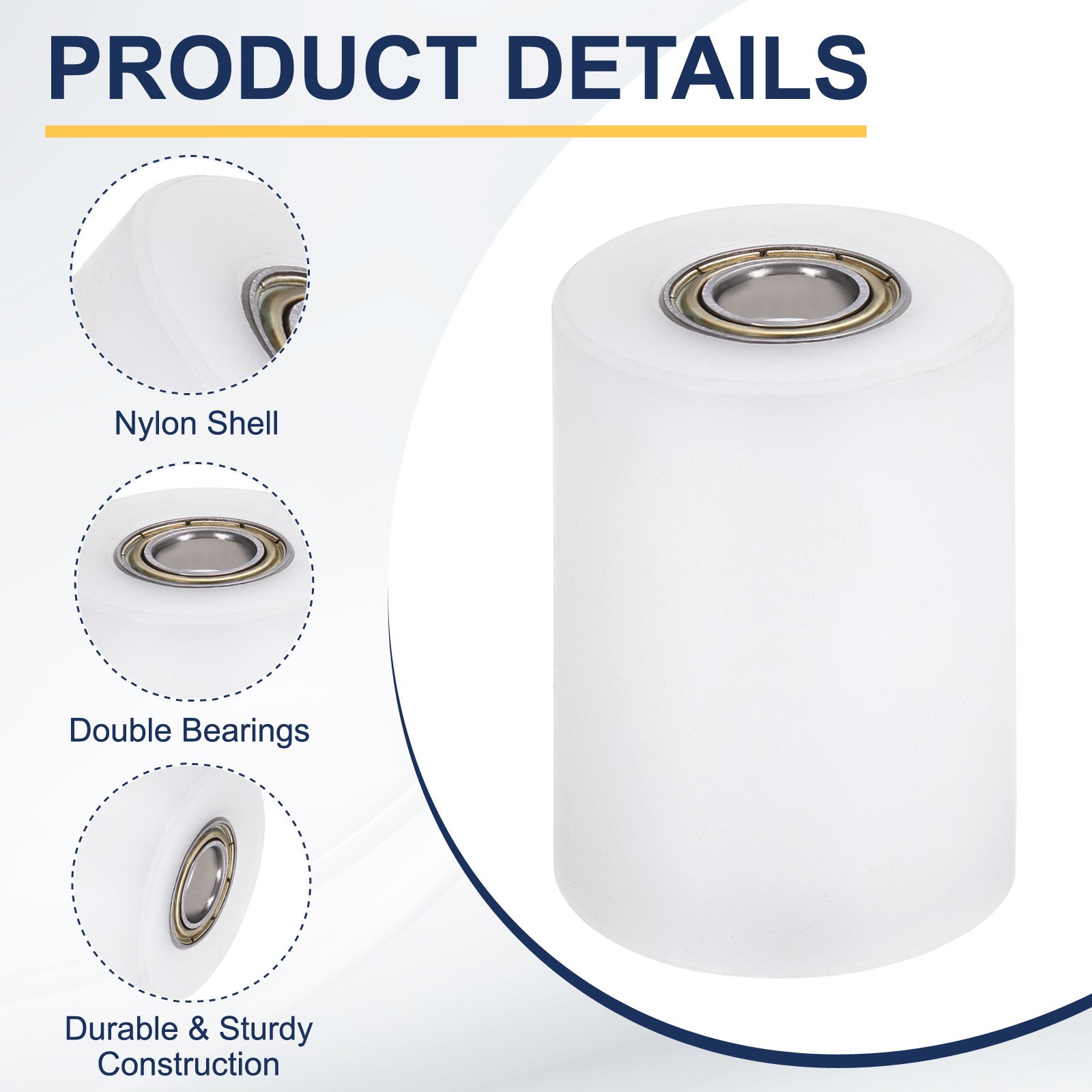 2Pcs Nylon Roller Wheel with Bearings, 3/8″x1-3/8″x2″ Nylon Pulley