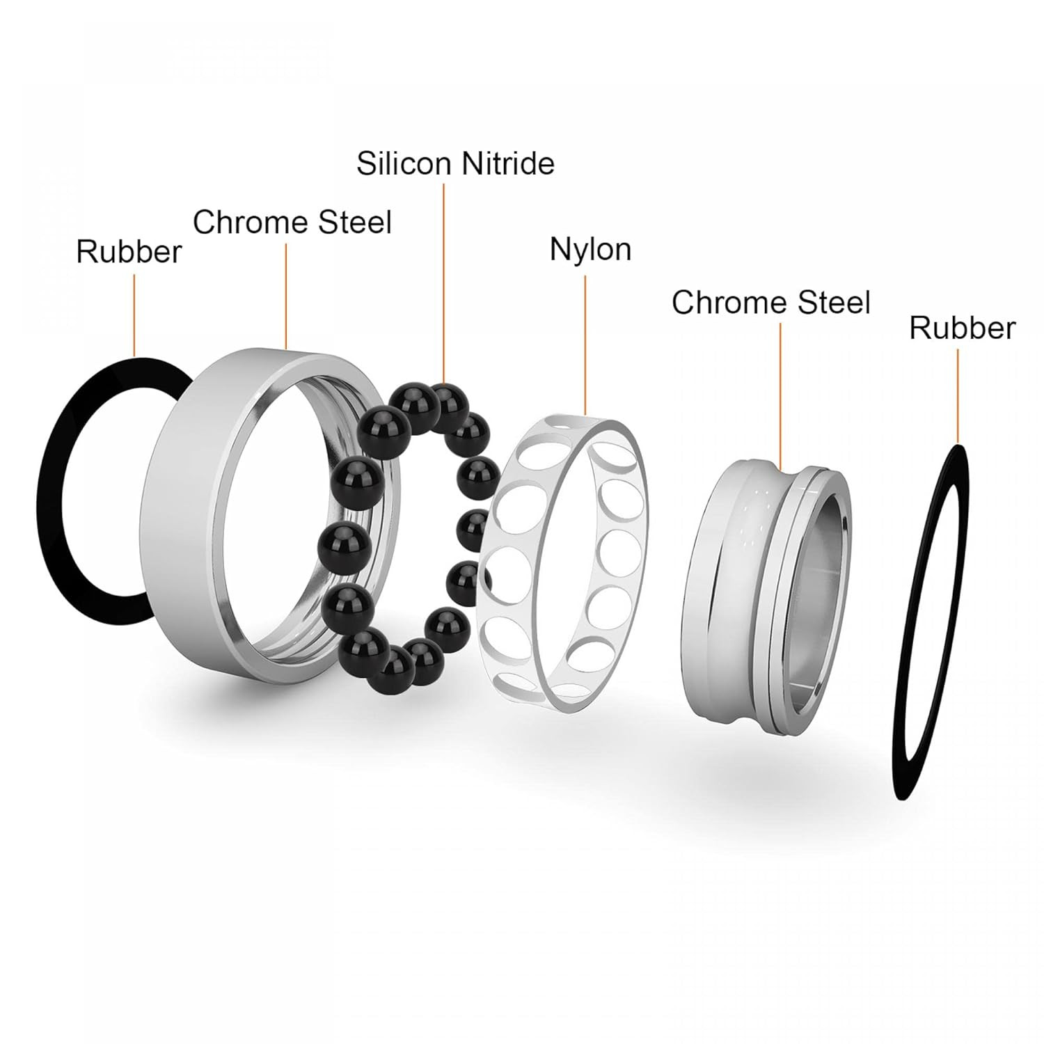 Uxcell 6802-2RS Ceramic Bearings 15Mm X 24Mm X 5Mm Si3N4 Silicon Nitride Bearin