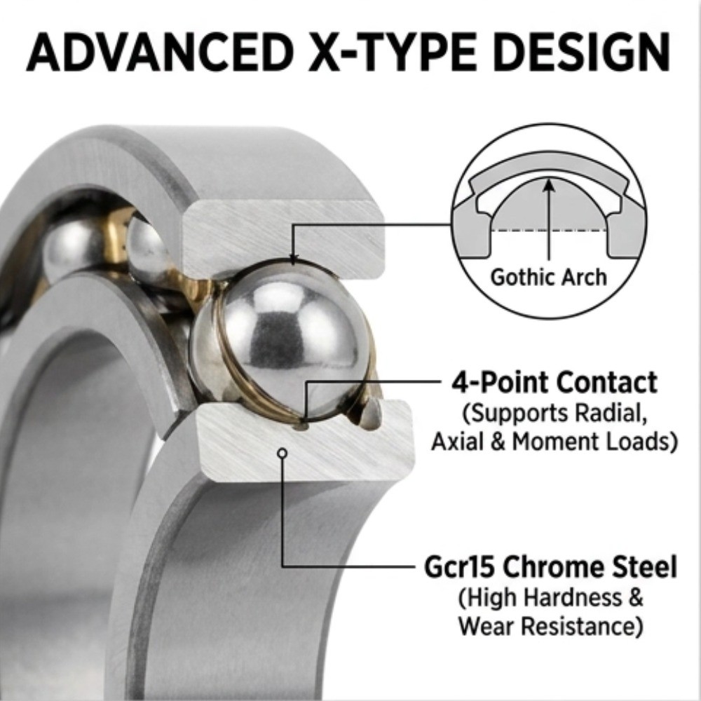 KD045XP0 X-Type Thin Section Four-Point Contact Ball Bearing 4.5″x5.5″x0.5″