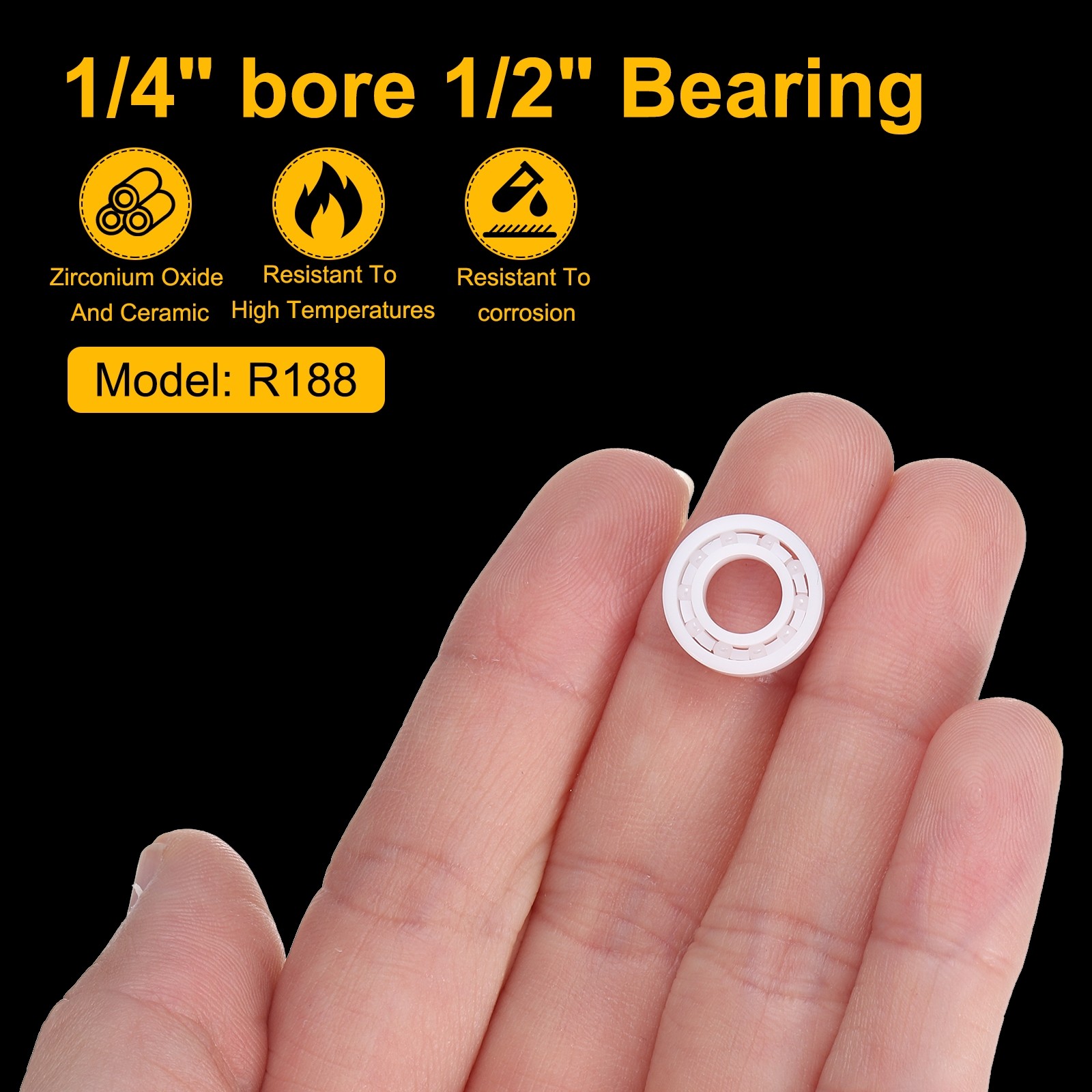 R188 Full Ceramic Bearing 6.5x13x5mm Deep Groove Miniature Bearing Zirconia