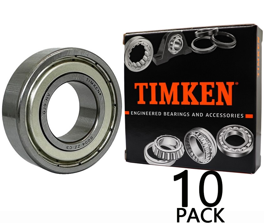 10PACK! TIMKEN 6004-ZZC3 C3 Clearance 20X42X12MM Double Metal Seal Bearings