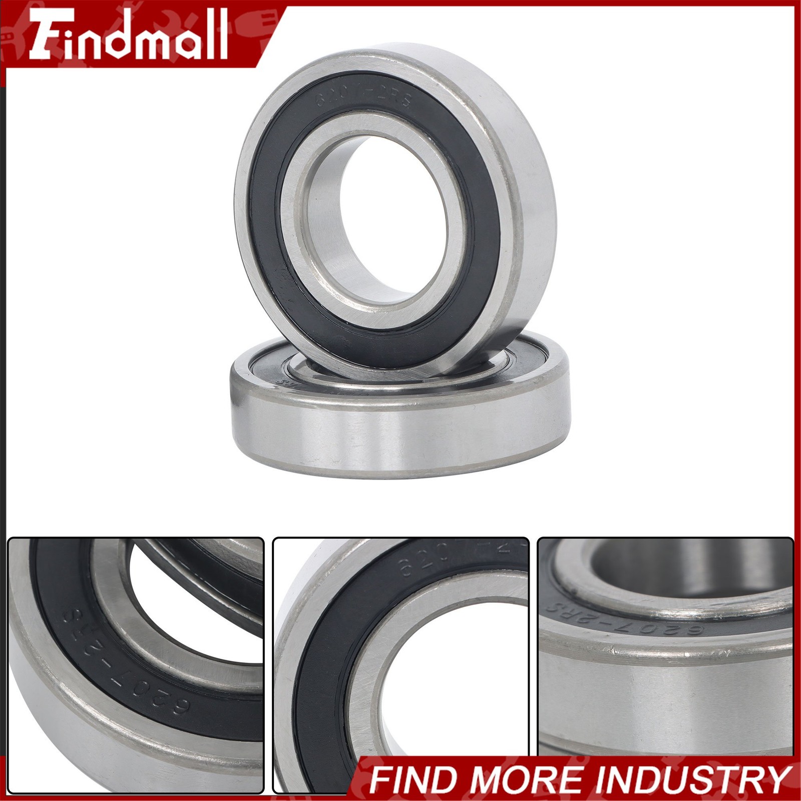 Findmall 6207-2RS Deep Groove Bearings 10pcs 35mm x72mm x17mm Sealed