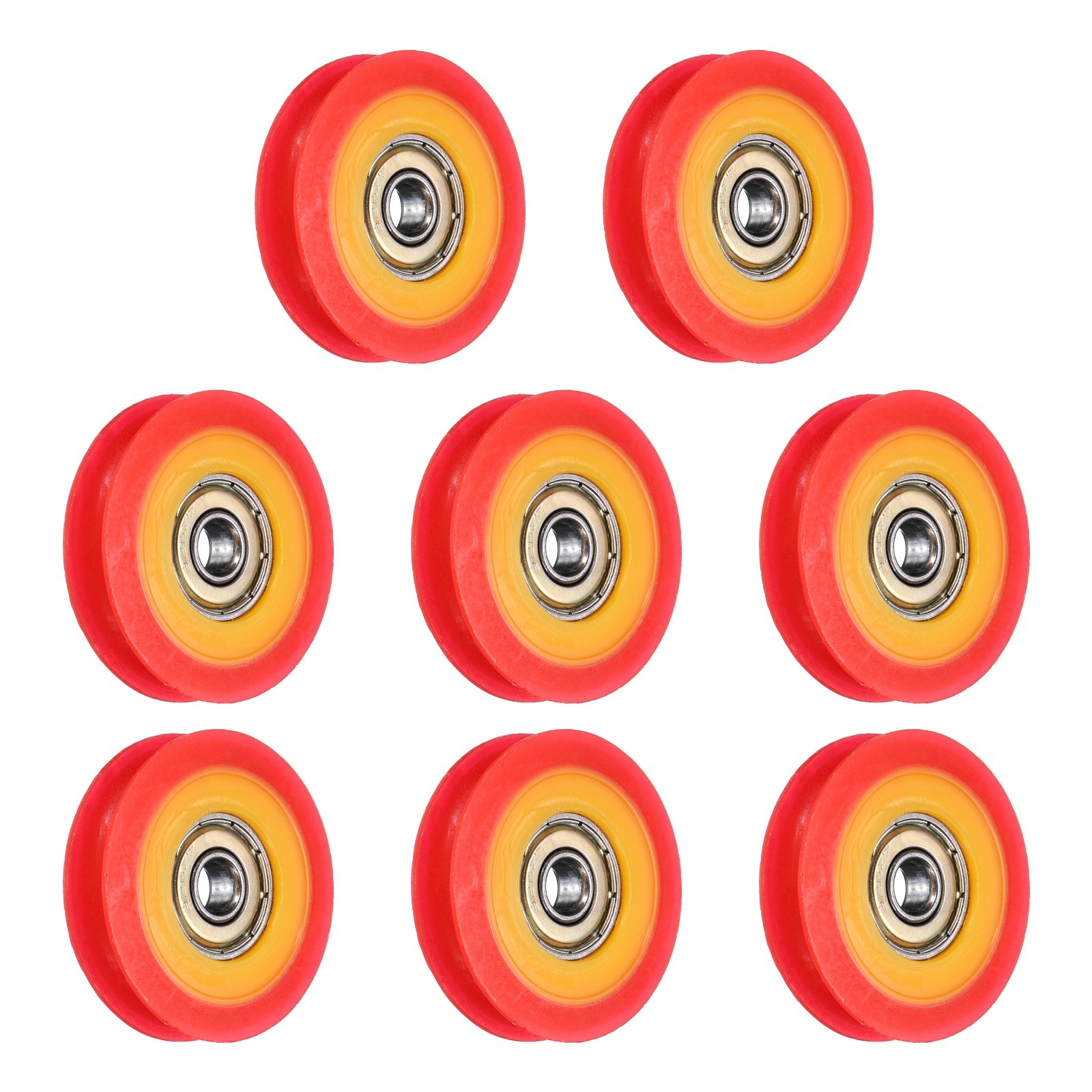 8 Pcs 6x39x9mm Red U Type Groove Plastic Guide Bearing Roller Wheels