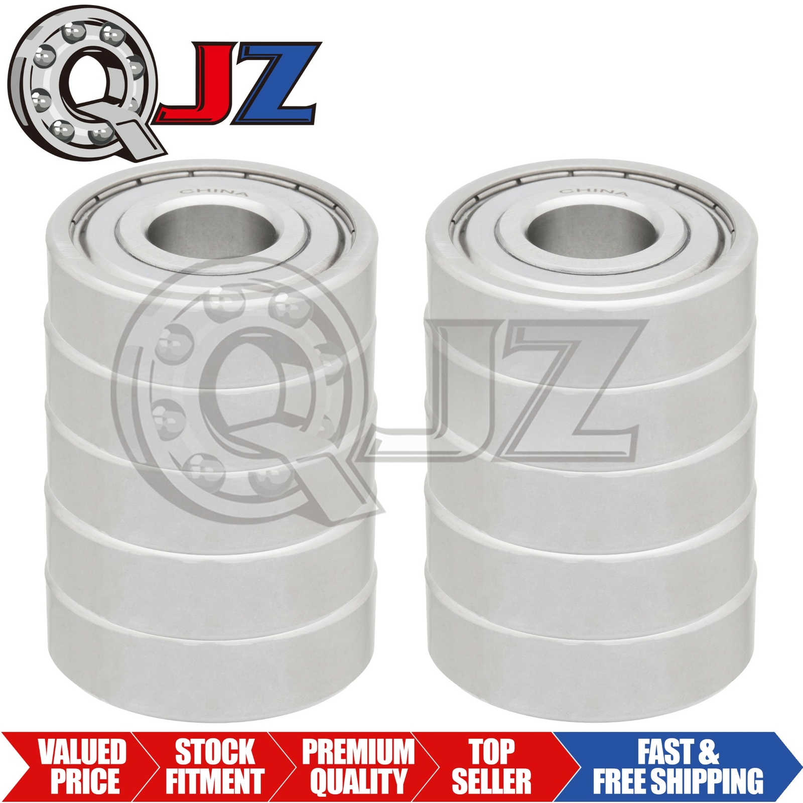 [10-Pack] S6308-ZZ Ball Bearing 40mm x 90mm x 23mm Rubber Seal Stainless Steel