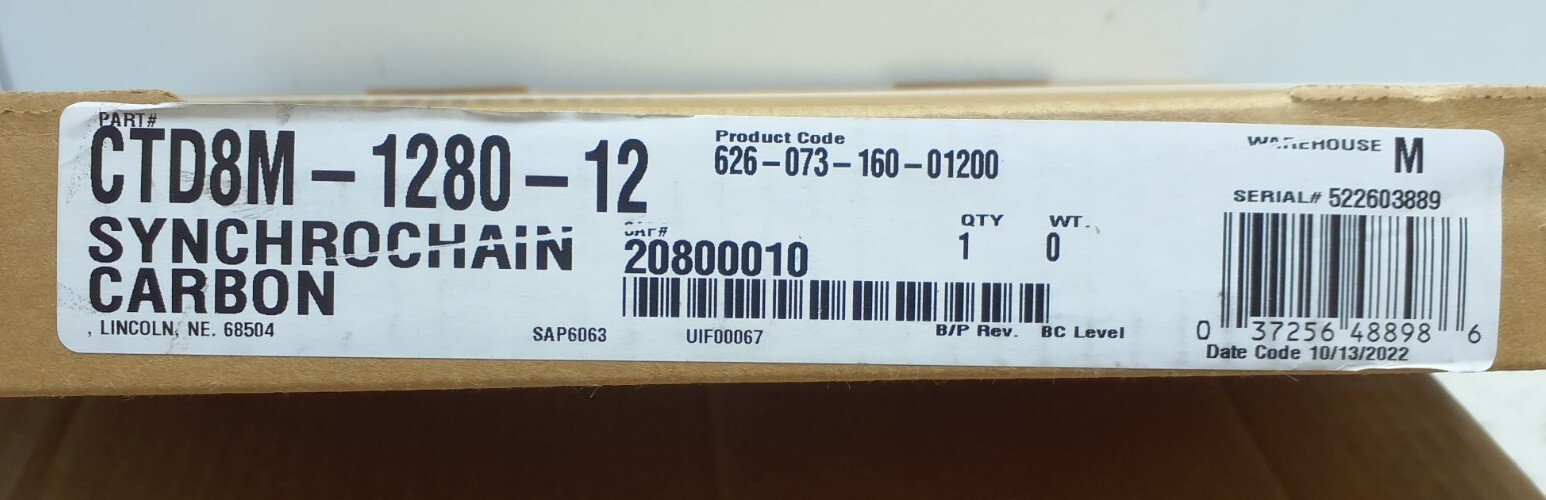 Synchrochain Carbon Industrial Timing Belt CONTINENTAL CTD8M-1280-12