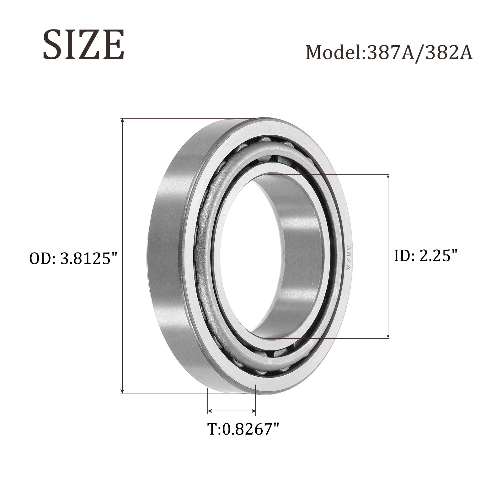 2pcs 387A/382A Tapered Roller Bearing Cone and Cup 2.25″ Bore x 3.8125″ OD P6