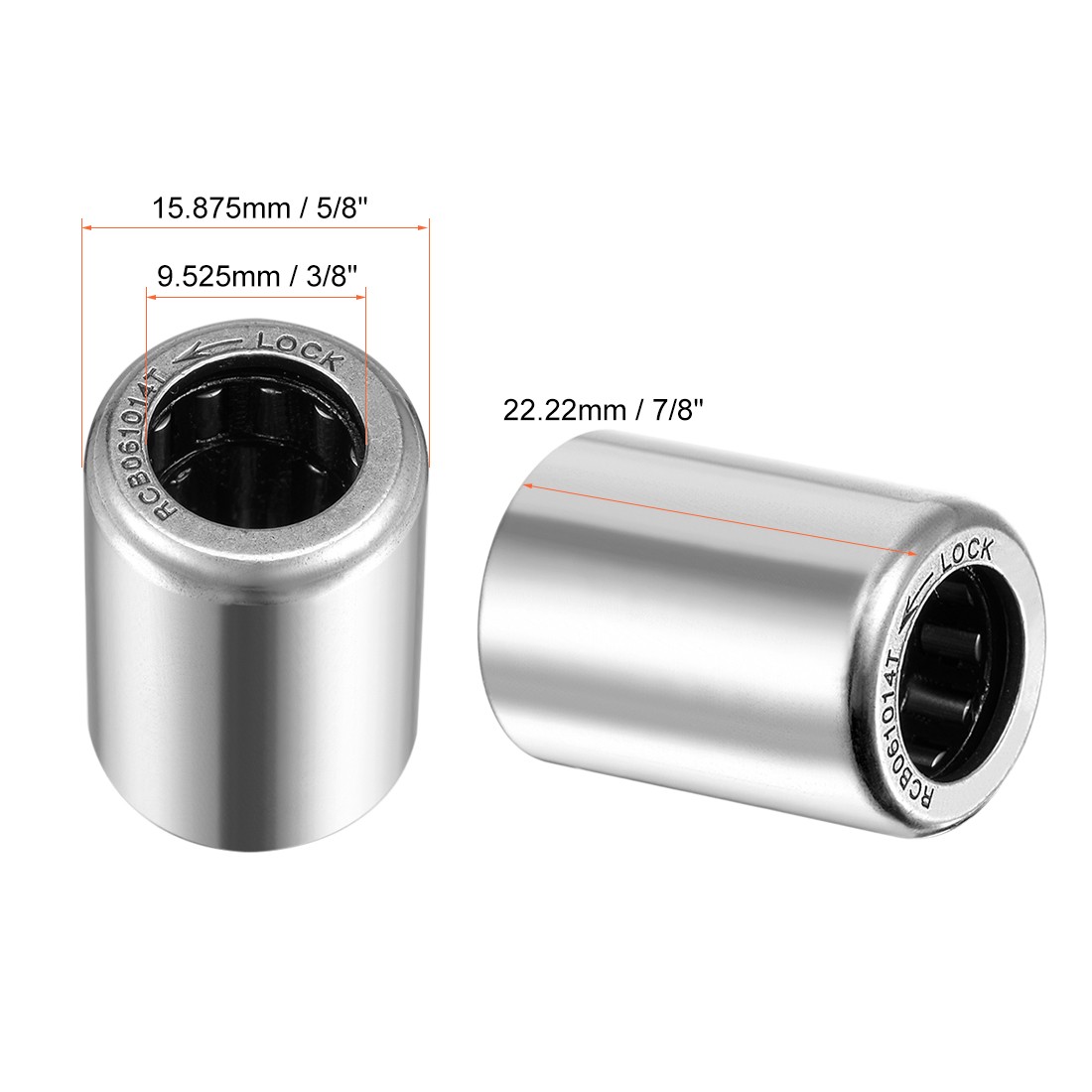 RCB061014 Needle Roller One Way Bearings 3/8″ Bore 5/8″ OD 7/8″ Width 2pcs