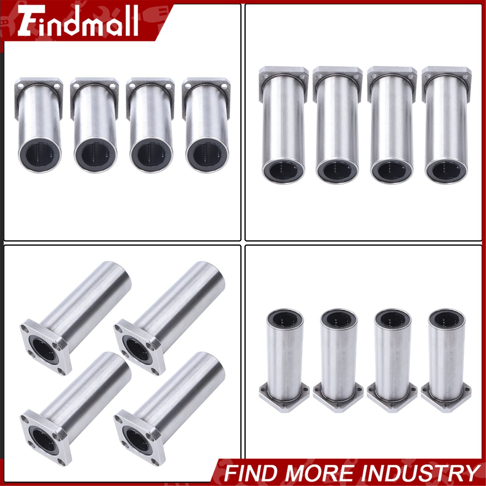 Findmall Steel Cage LMK25UU Linear Bearing 25x40x59mm Square Flange for CNC