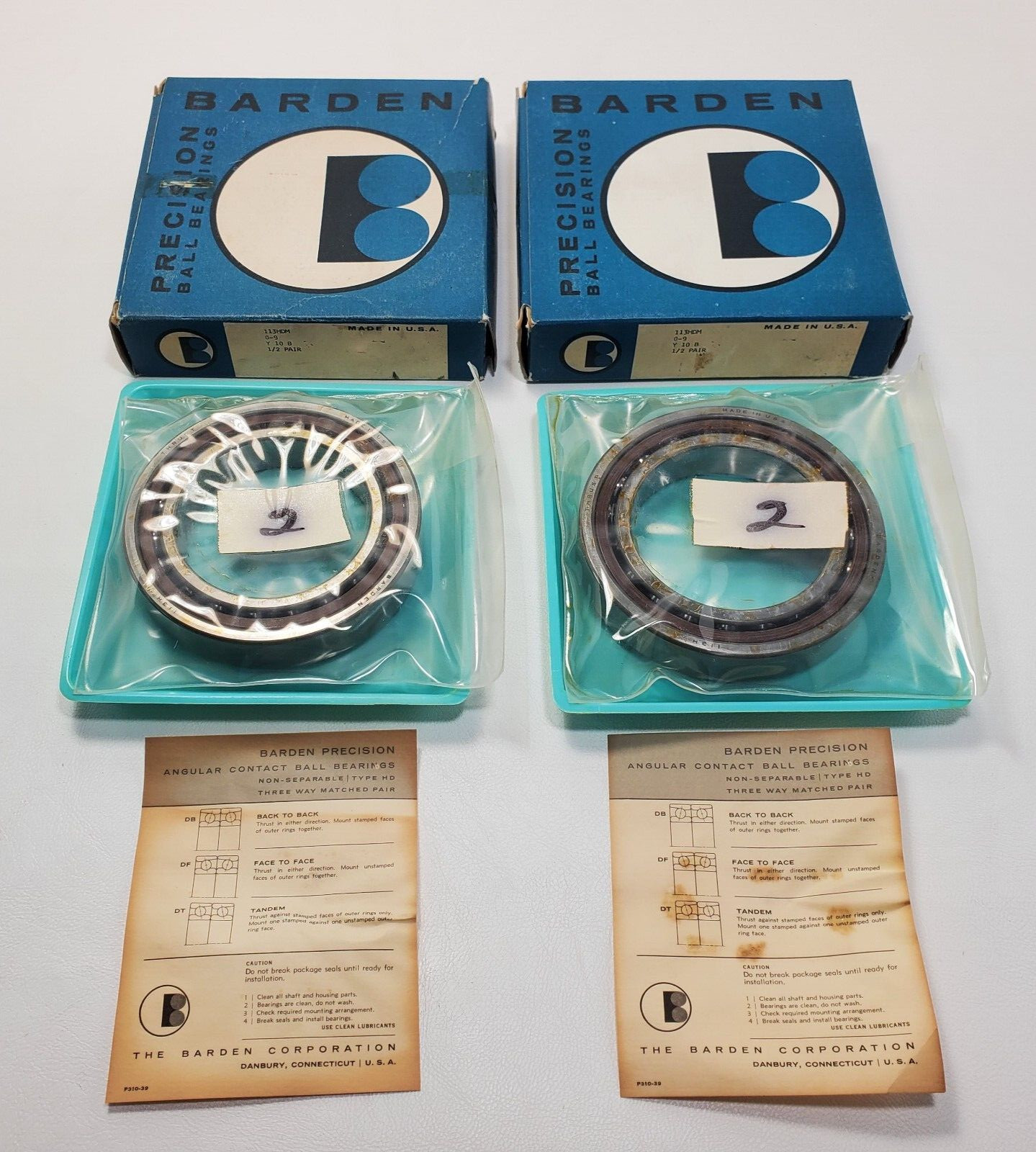 (Set of 2) BARDEN 113 HDM Super Precision Angular Contact Bearings NEW 113HDM