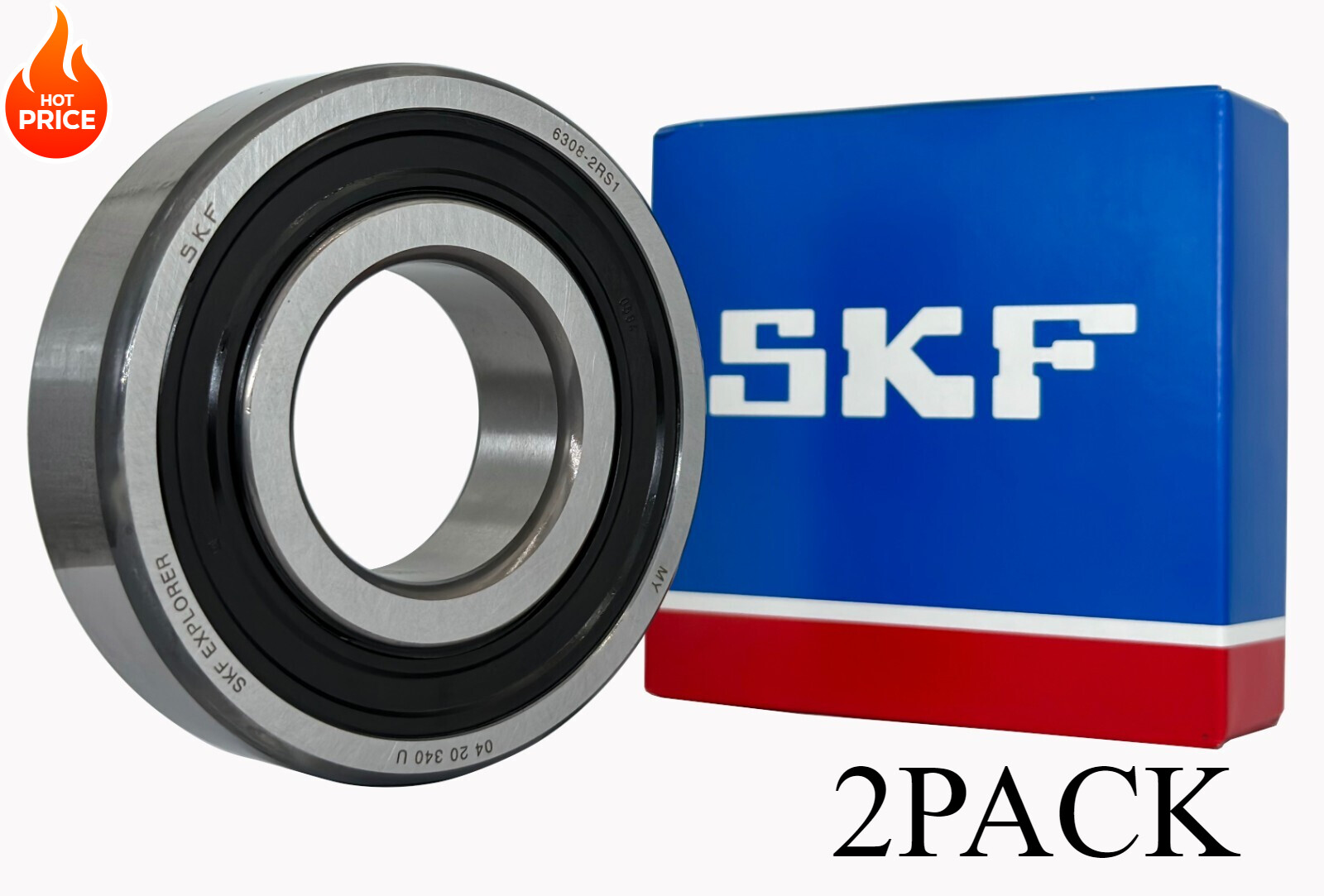 2PACK 6308-2RS SKF Brand seals ball 6308RS bearings 6308 40x90x23 mm