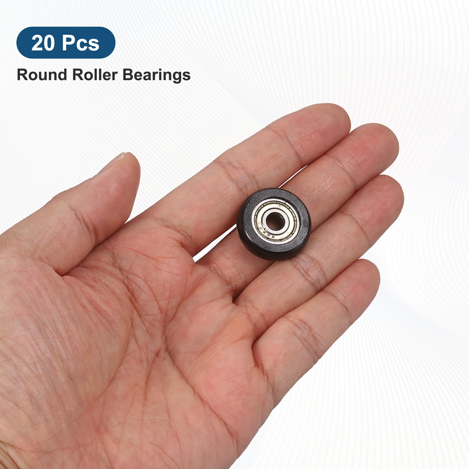 20Pcs 5x23x7mm Metal Shielded (GCr15) Chrome Steel Bearing+POM Guide, Black