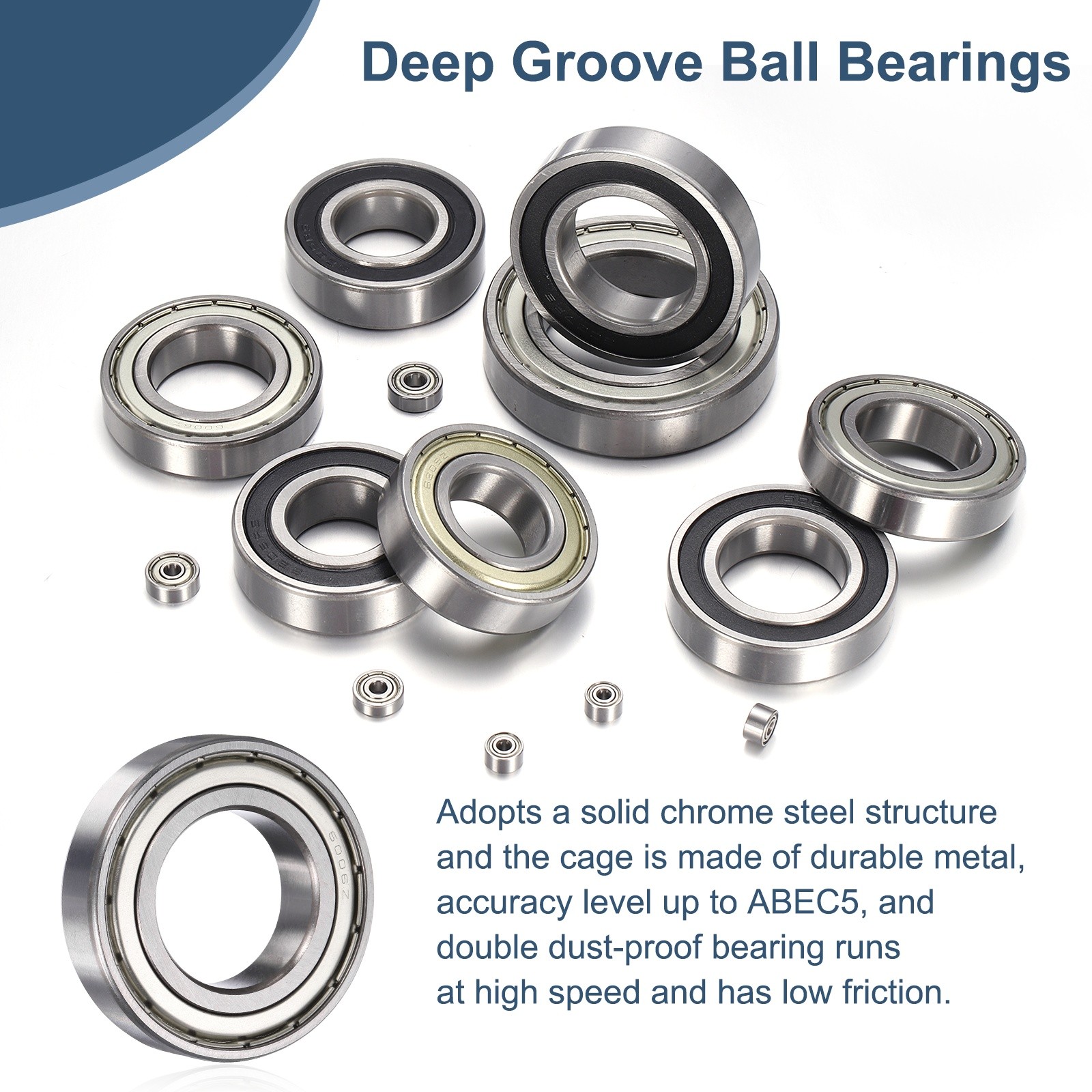 10 Pack 3 x 9 x 5mm 603ZZ Deep Groove Ball Bearings, ABEC5