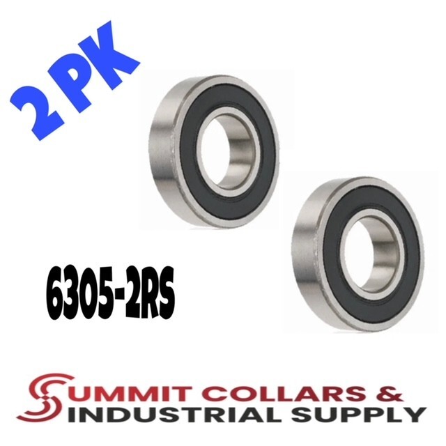 6305-2RS Ball Bearing Supreme Rubber Sealed 25x62x17mm 6305 2RS (2 pk)