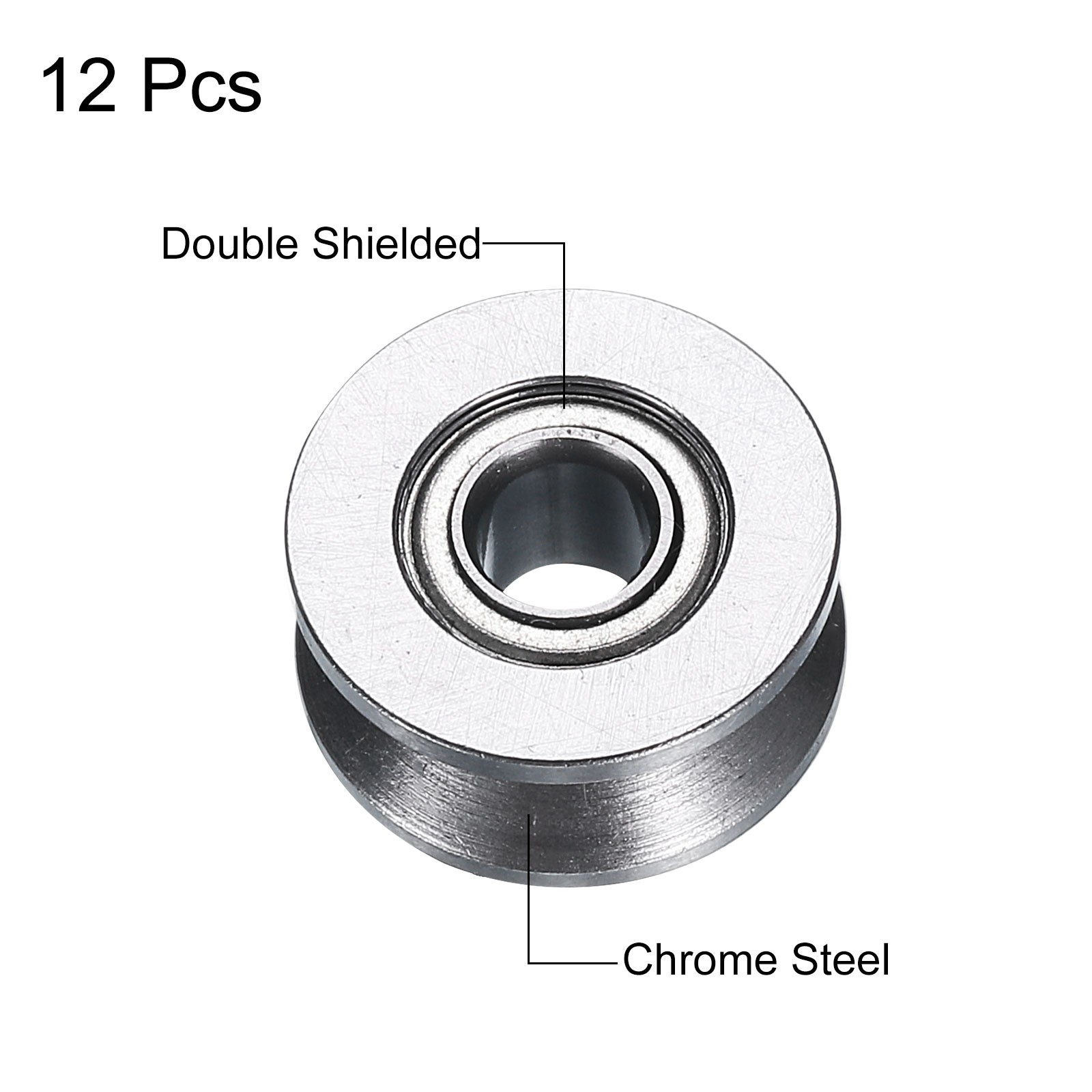 12pcs V624ZZ V Groove Guide Pulley Bearing 4x13x6mm Rail Ball Bearings Wheel
