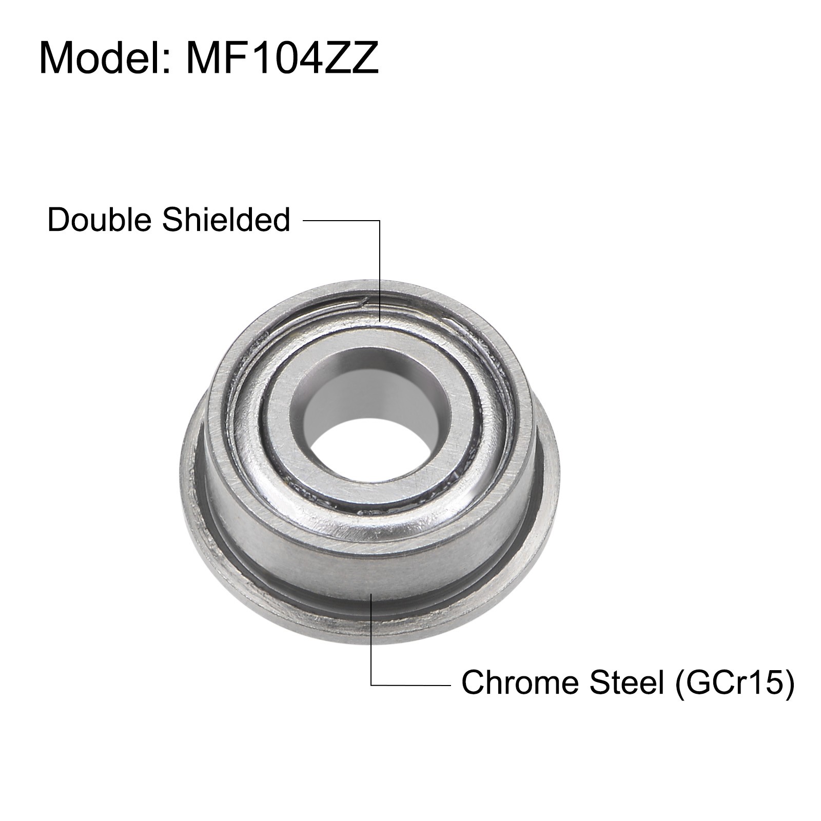20 Pcs 4x10x4mm MF104ZZ Flanged Ball Bearing INDUSTRIAL Double Shielded Bearings