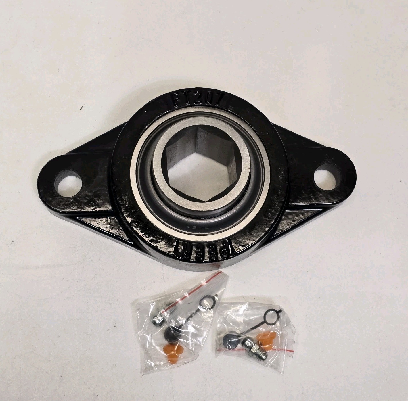 Peer, FT207, 2 Bolt HEX, Flange, Bearing, 1 1/2″, Shaft Diameter, 207KPPB57