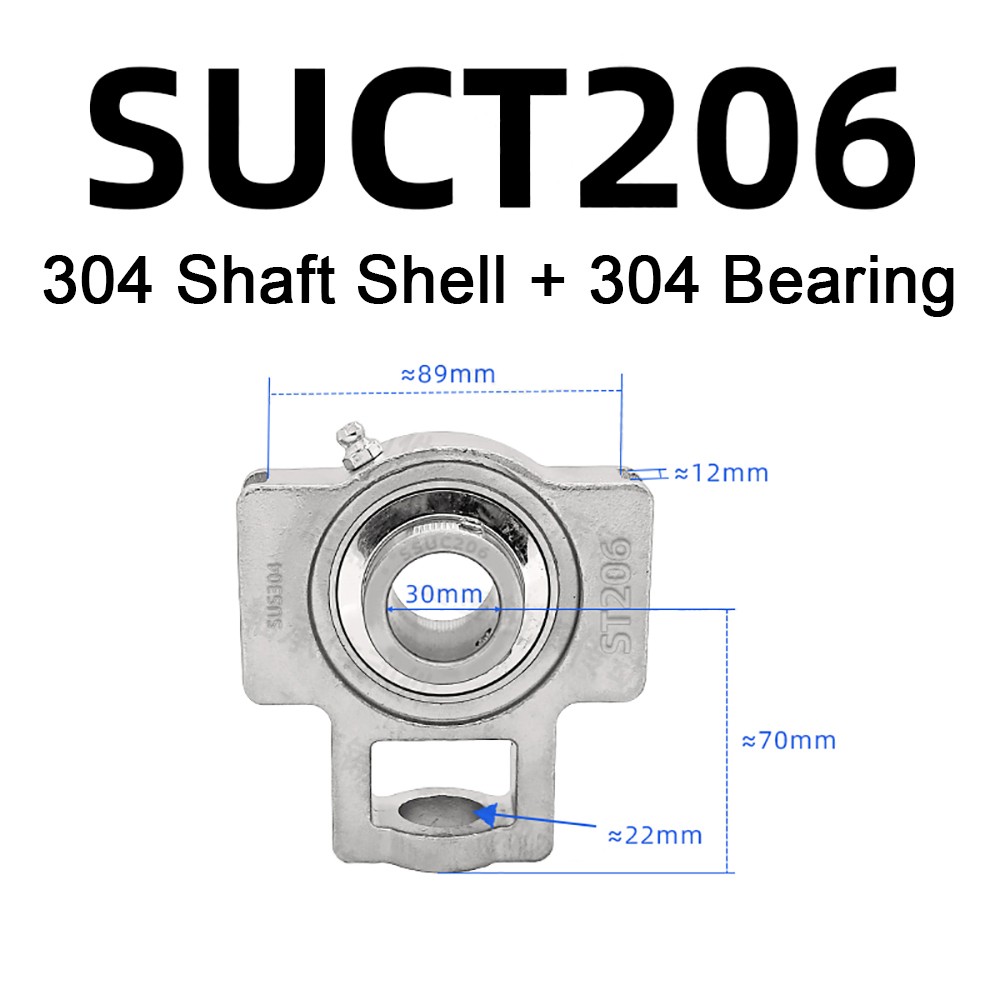 SUCT204 – SUCT210 Bore 20mm-50mm Self Lube Metric Take Up Unit Housing & Bearing