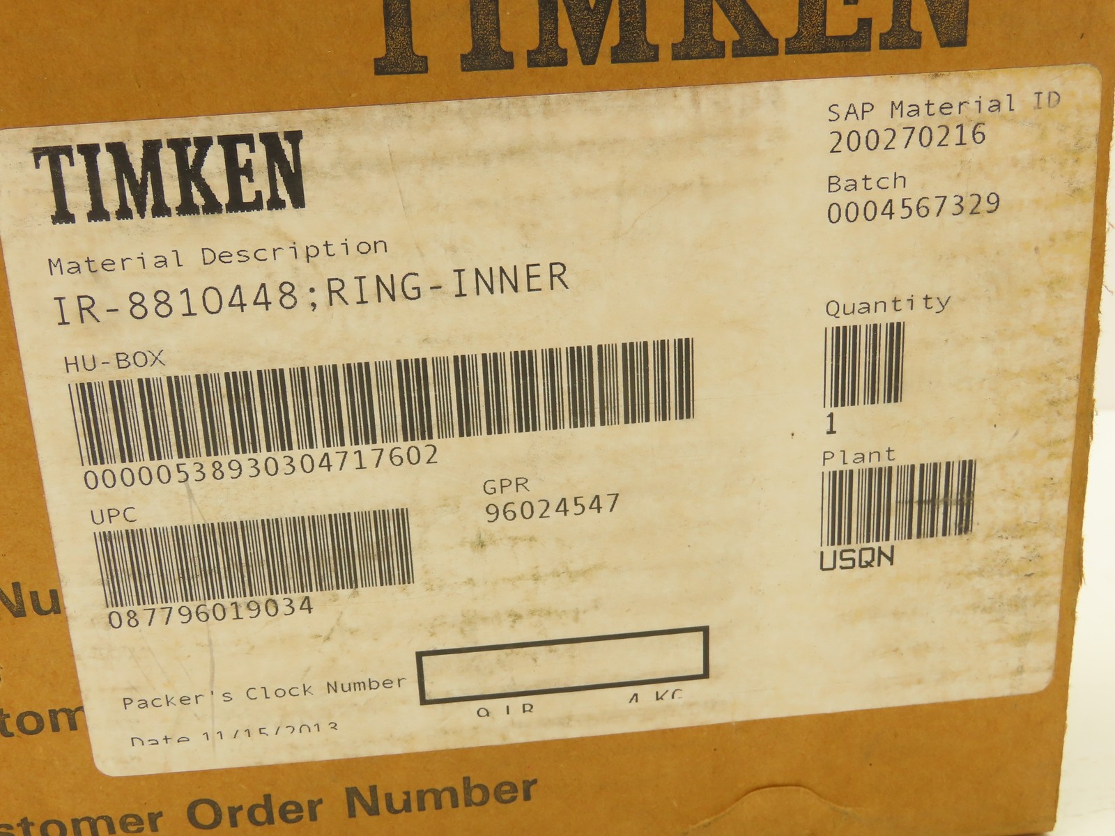 Timken IR-8810448 Inner Race/Ring Bearing 5.5000″ ID x 6.5000″ OD x 3.00 Width