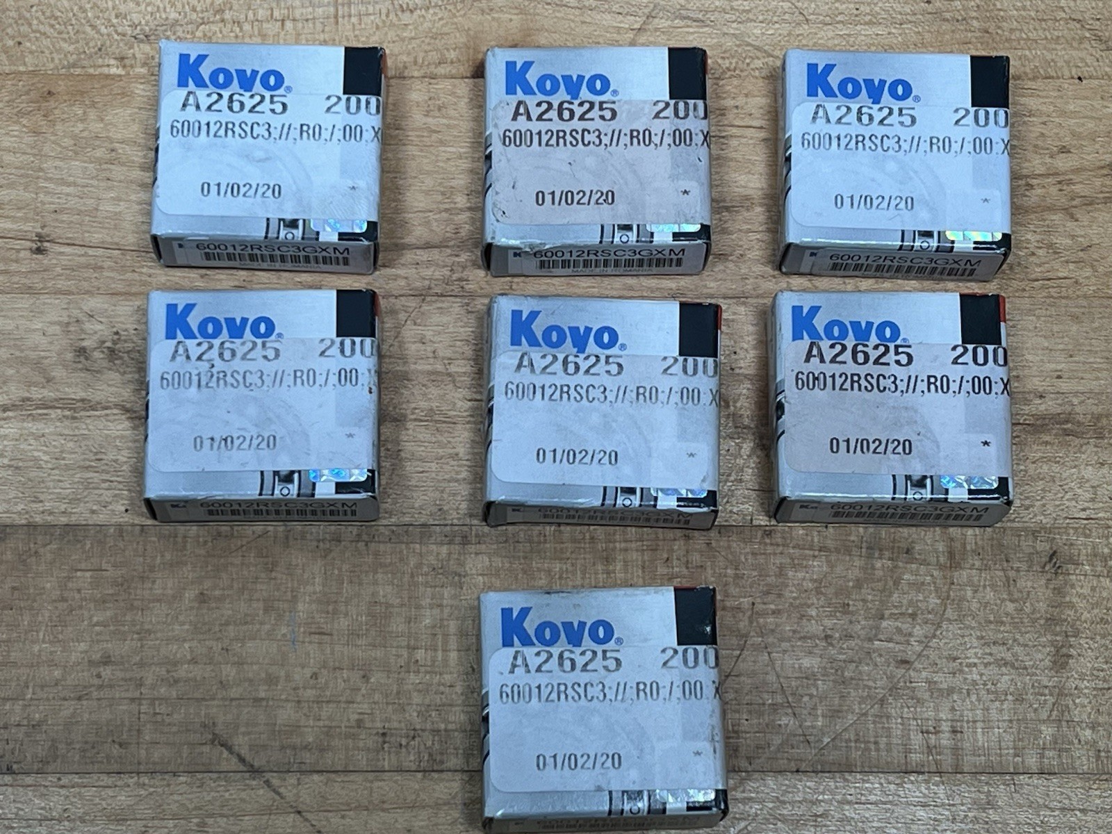 Lot of 7 Koyo 6001-2RS-C3-GXM 12mm x 28mm x 8mm Metal Shielded Bearings – NEW