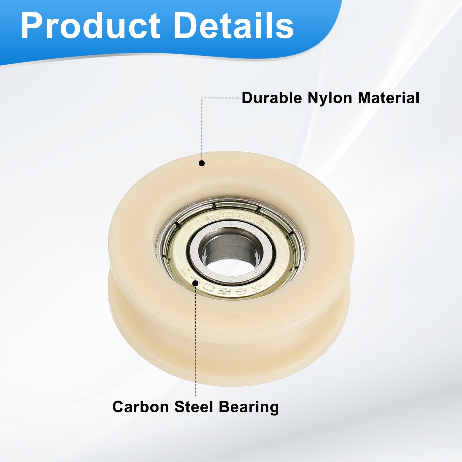 16Pcs Groove Nylon Plastic Guide Bearing 8x34x12mm Pulley Roller, Beige