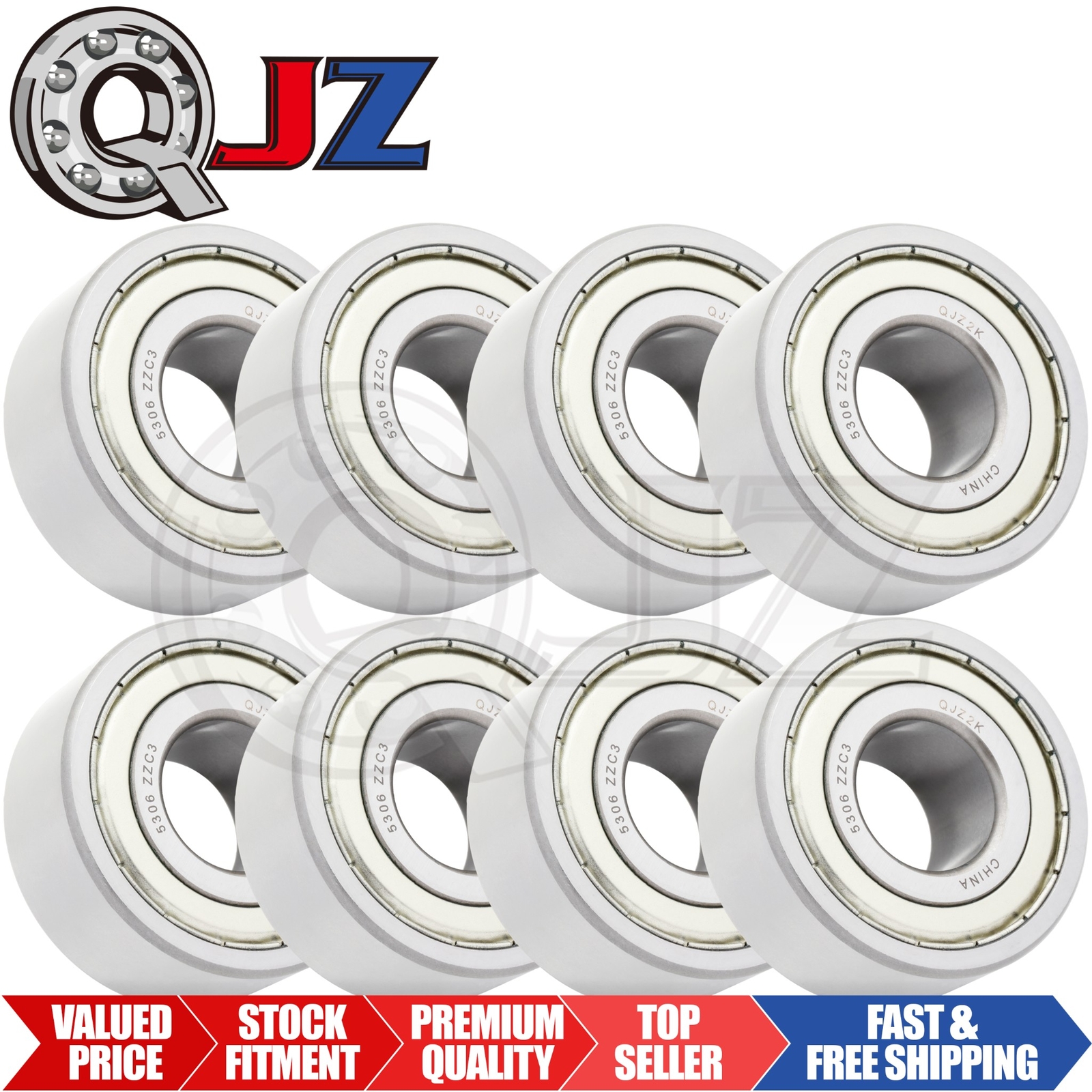 [Qty.8] 5306-ZZ New Angular Contact Ball Bearing [30mm ID x 72mm OD x 30.2mm W]