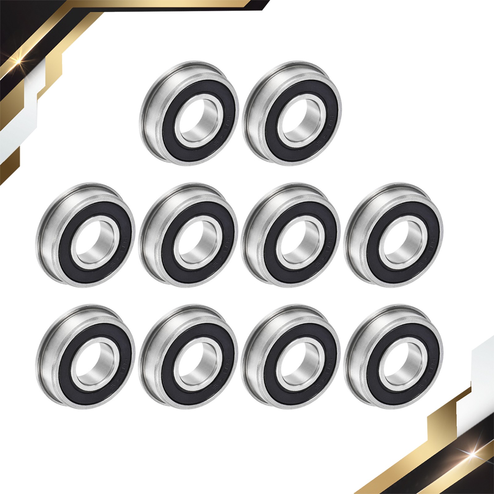 10 Set FR8-2RS Flanged Ball Bearing 1/2×1-1/8×5/16″ Sealed Steel Flange Bearings
