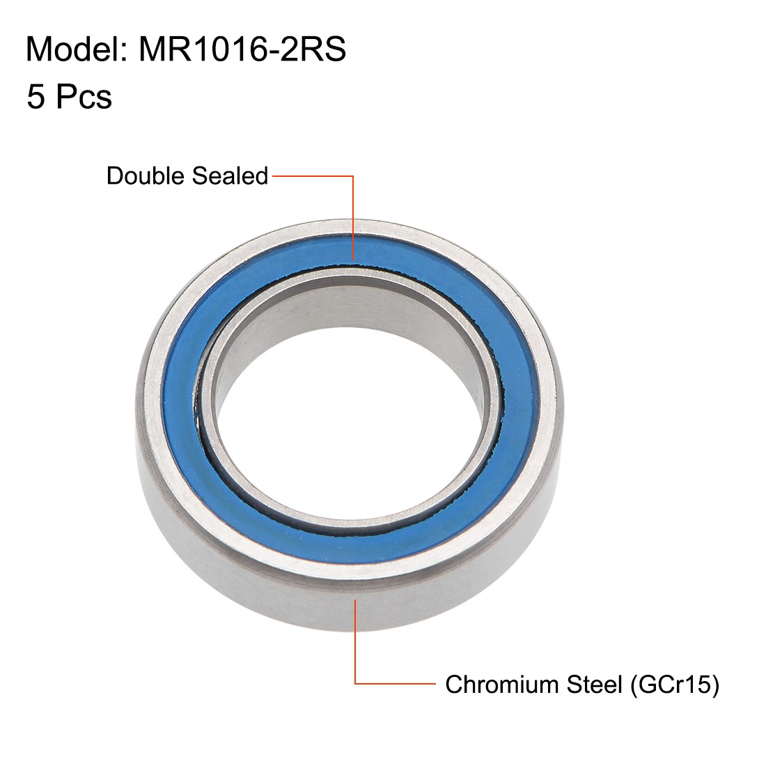 MR1016-2RS Deep Groove Ball Bearing 10x16x4mm Double Sealed Chrome Steel P0 5pcs