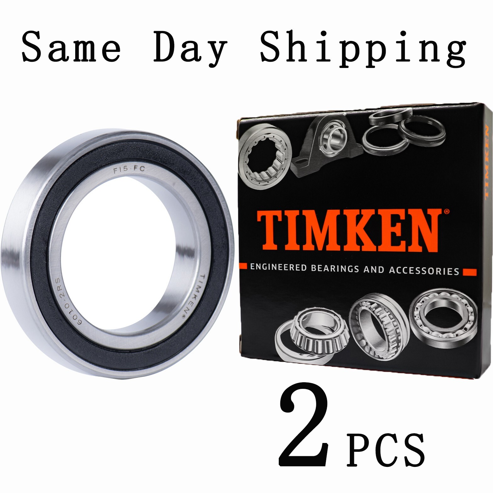 2PCS TIMKEN 6010-2RS 50X80X16MM Double Rubber Seal Ball Bearings 6010RS