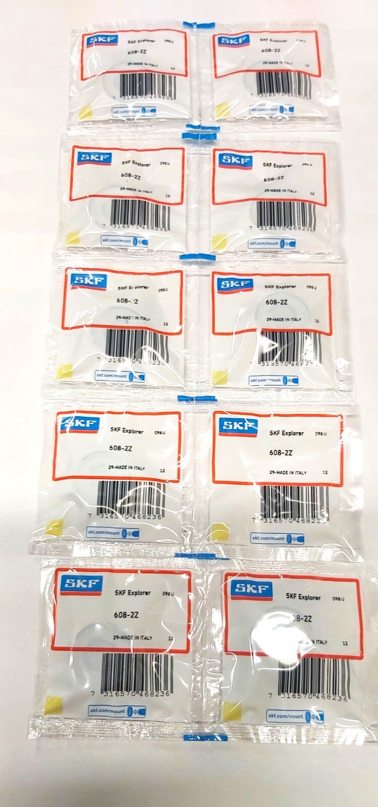 Lot of 10 pc. SKF 608-2Z Miniature Deep Groove Bearing 8X22X7mm