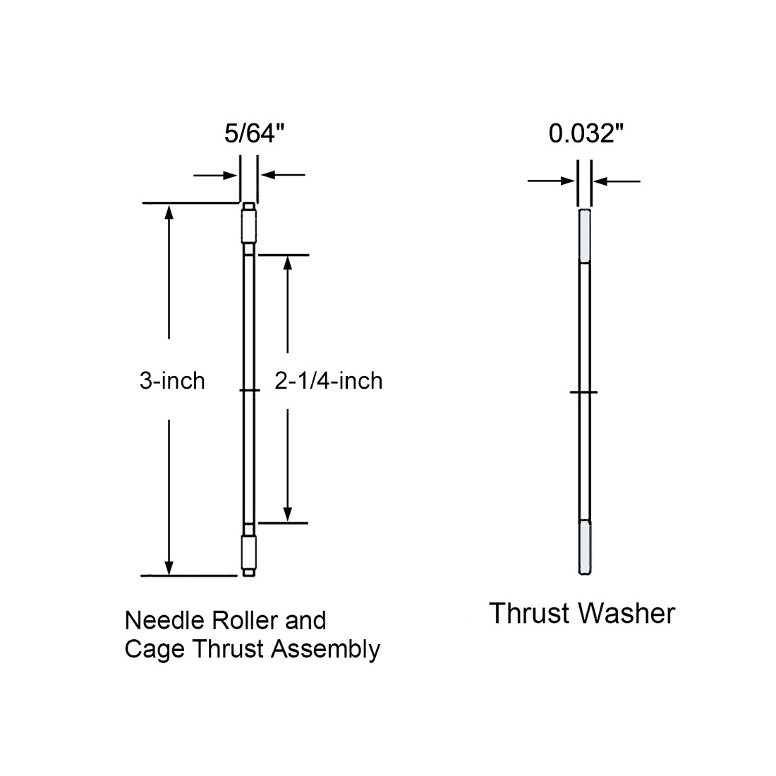 NTA3648 Thrust Needle Roller Bearings 2-1/4 x 3 x 5/64-inch with Washer