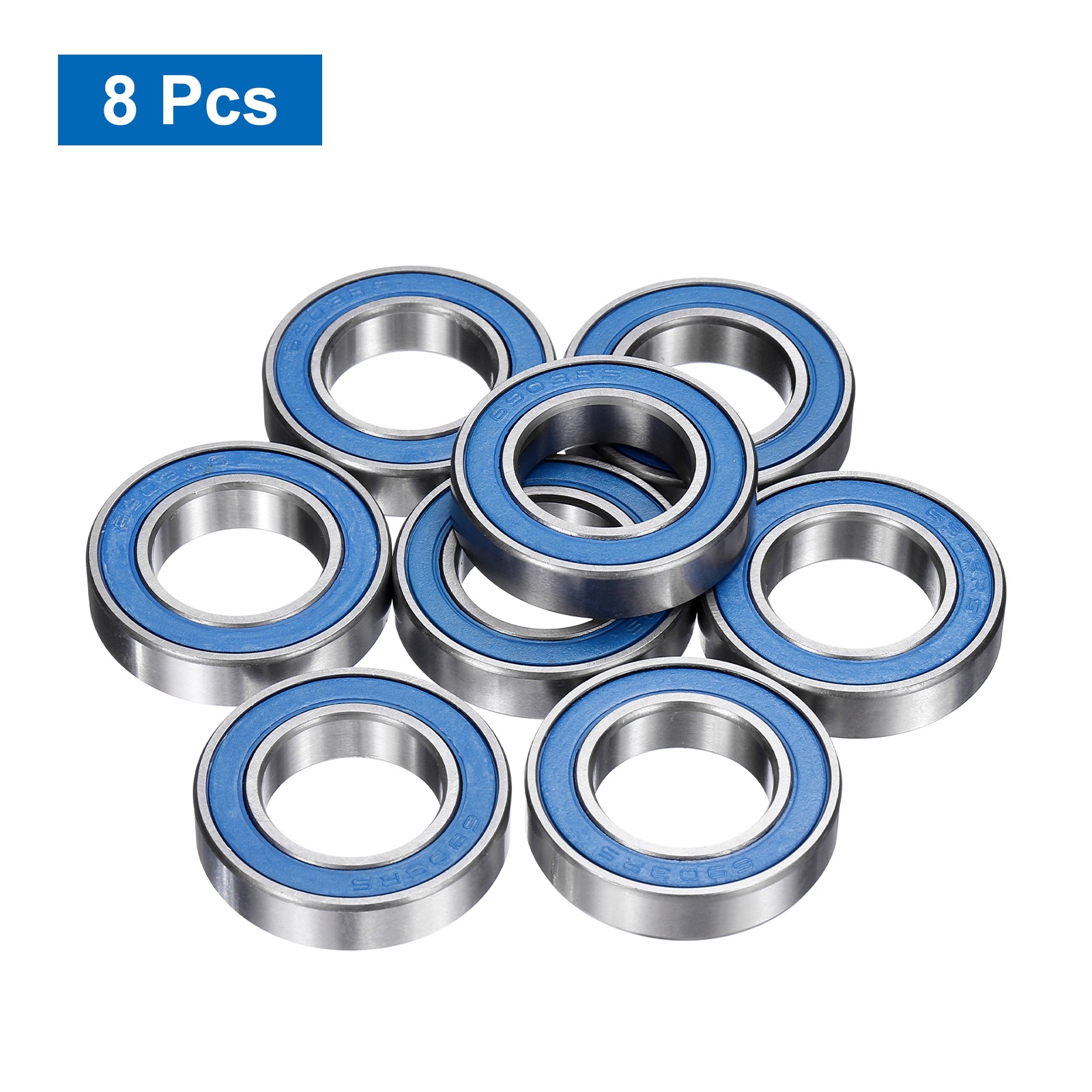 8Pcs 6903-2RS Deep Groove Bearing, 17x30x7mm Double Sealed Chrome Steel P5
