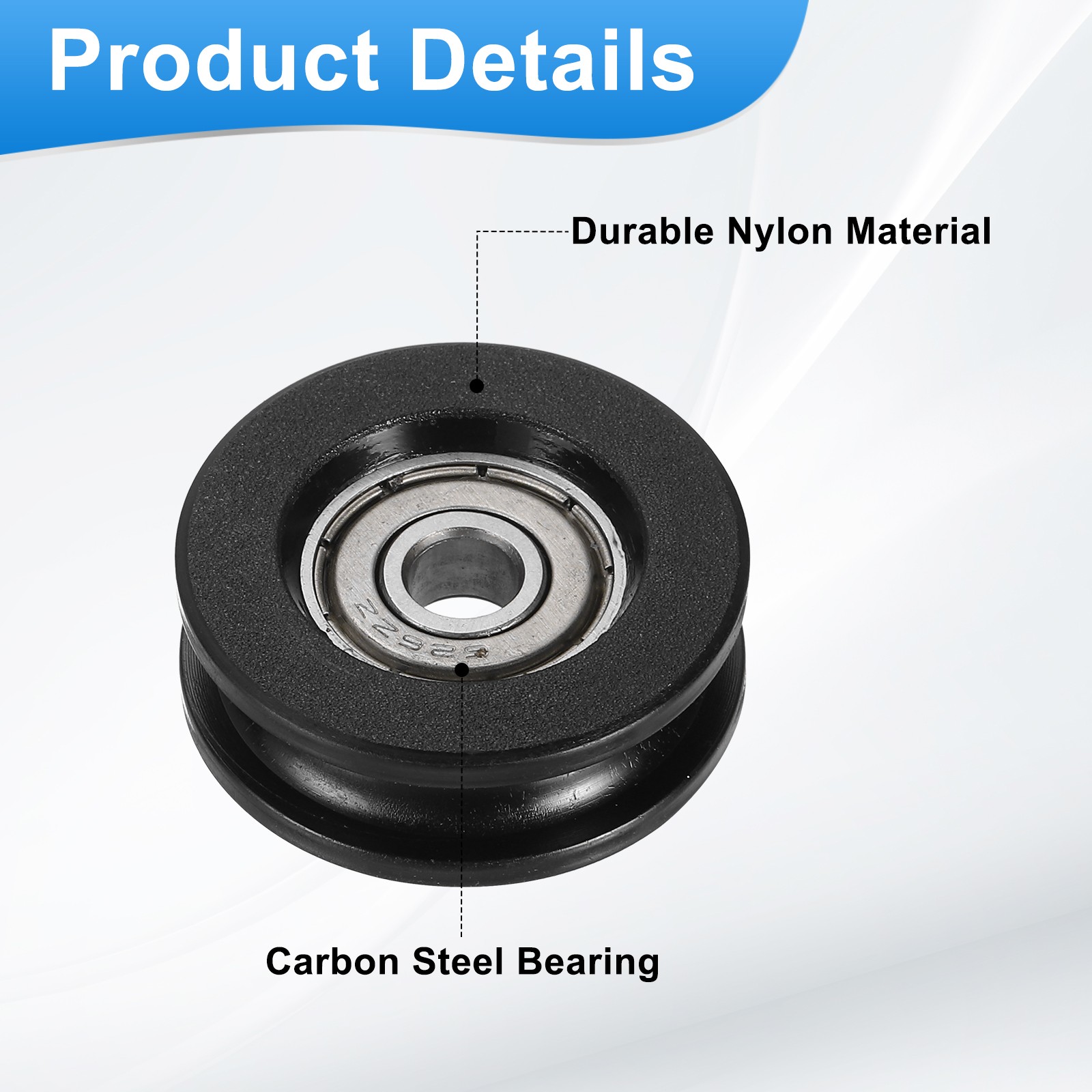 8Pcs, Groove Nylon Plastic Guide Bearing 6×10.5x31mm Pulley Roller(Black)