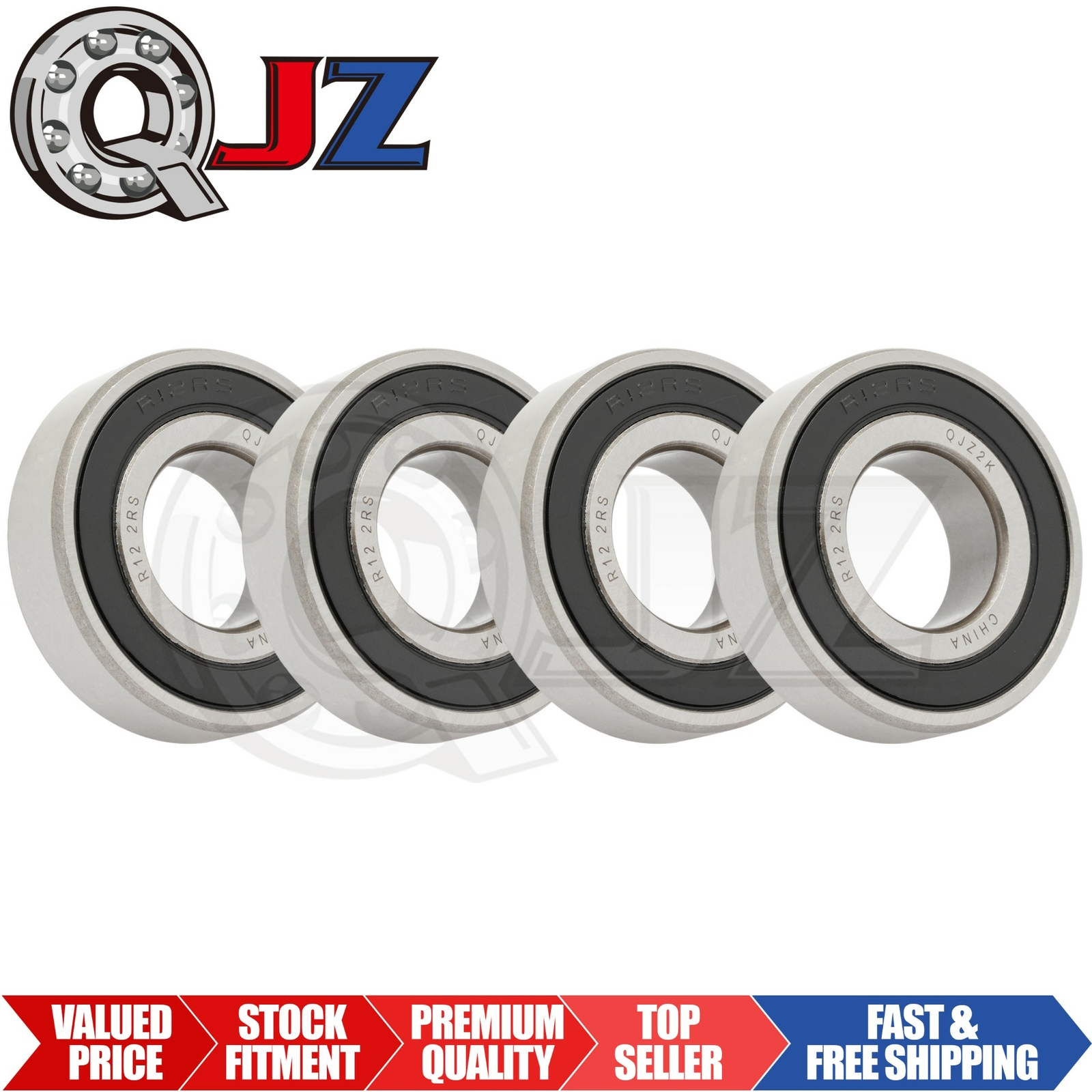 [4-Pack] New R12-2RS Radial Ball Bearing [0.75in Bore x 1.625in OD x 0.438in W]