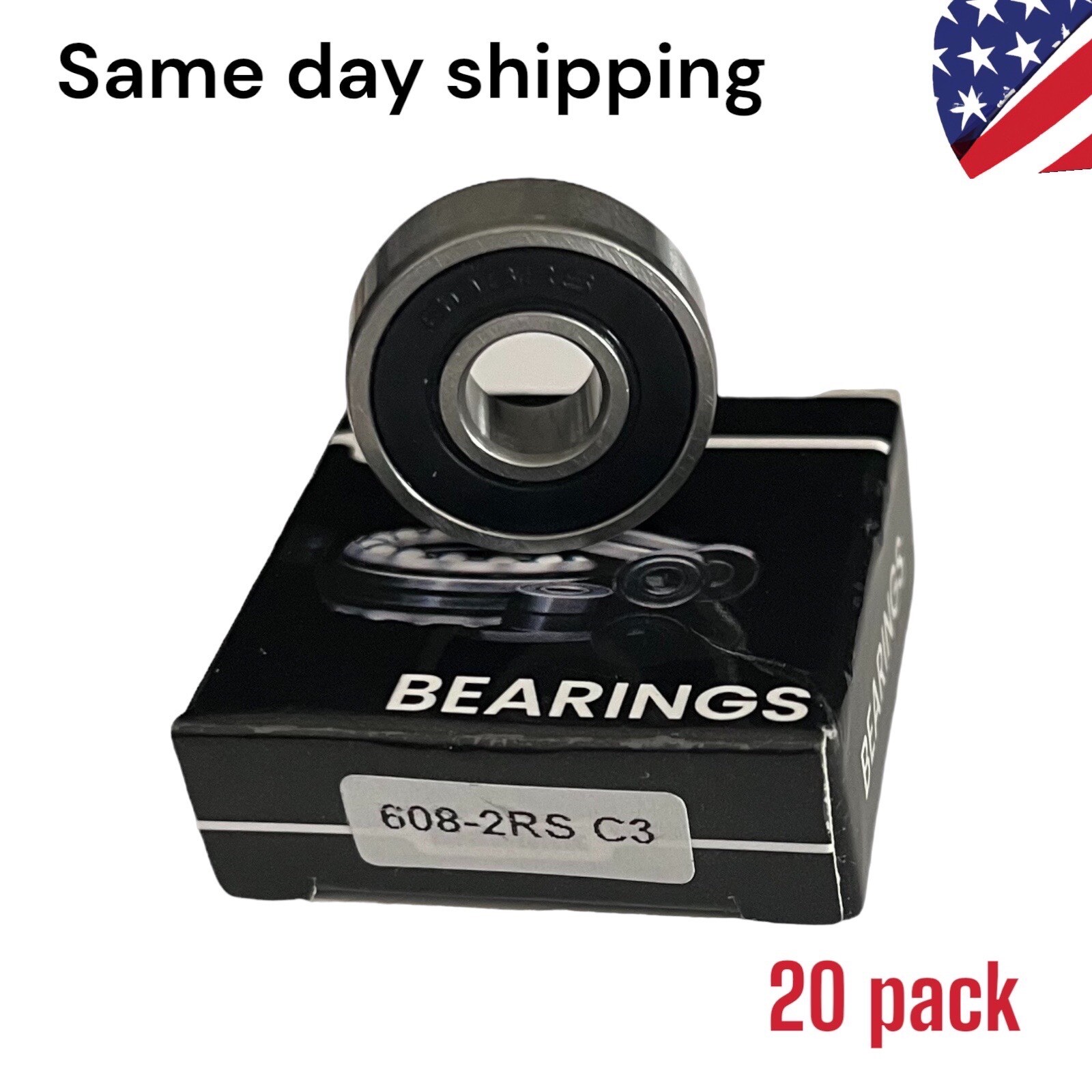 20 Pack 608- 2RS C3 Skateboard Ball Bearing, 8x22x7mm