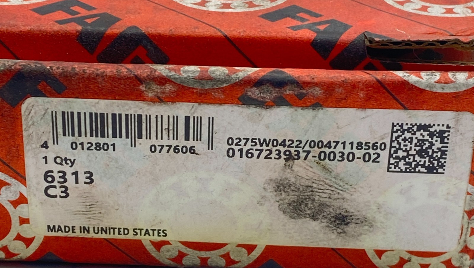 FAG 6313 C3 Ball Bearing Deep Groove 65mm ID X 140mm OD X 33mm