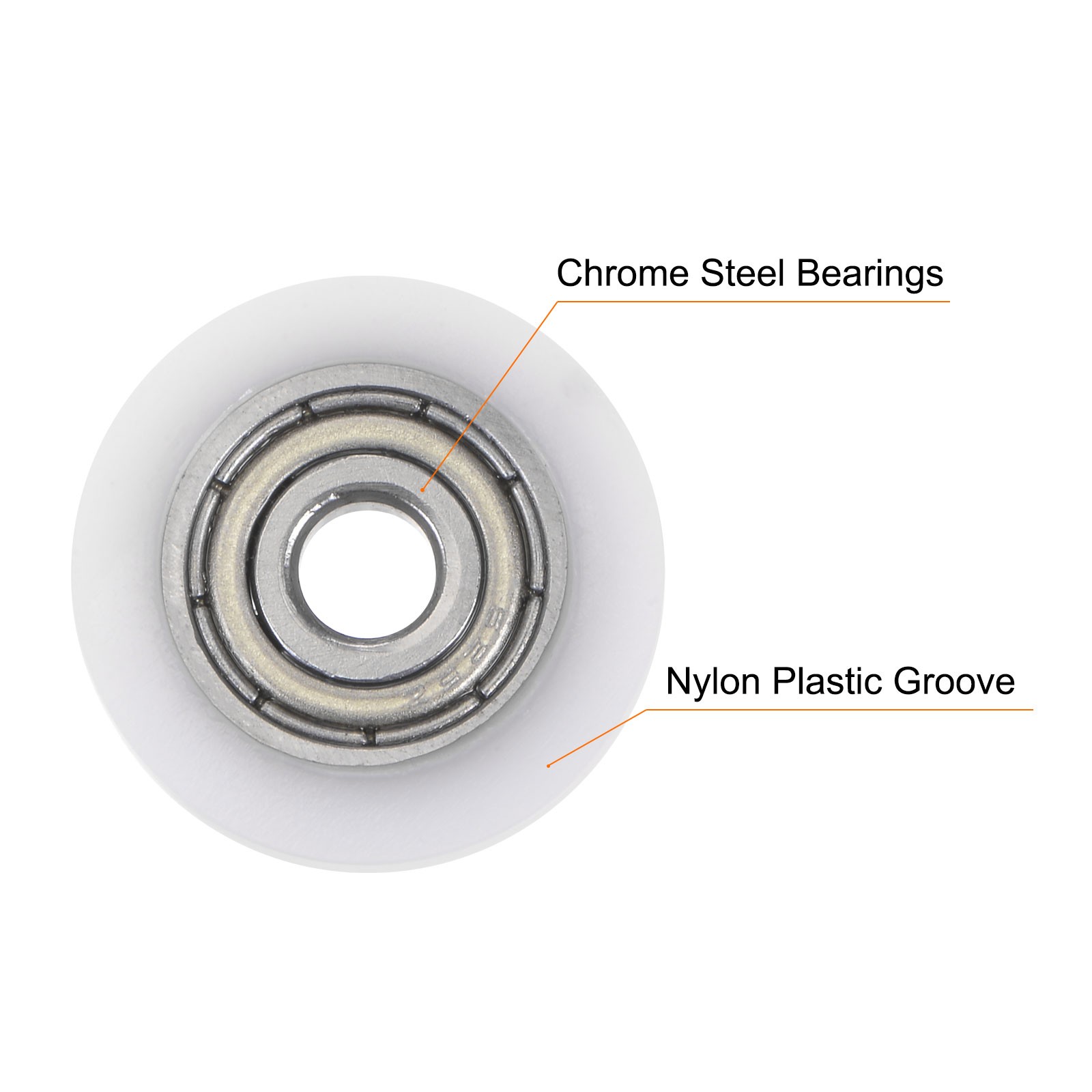 2pcs U Type Groove Pulley Nylon Roller Bearing 5x22x6mm U Groove Guide Wheel