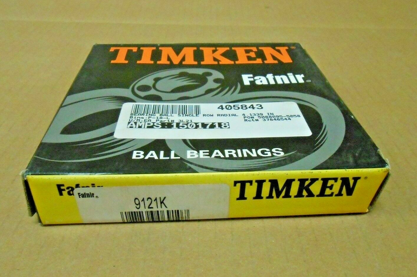 1 NIB TIMKEN 9121K RADIAL/DEEP GROOVE BALL BEARING 105MM ID 160MM OD (2 AVAIL)