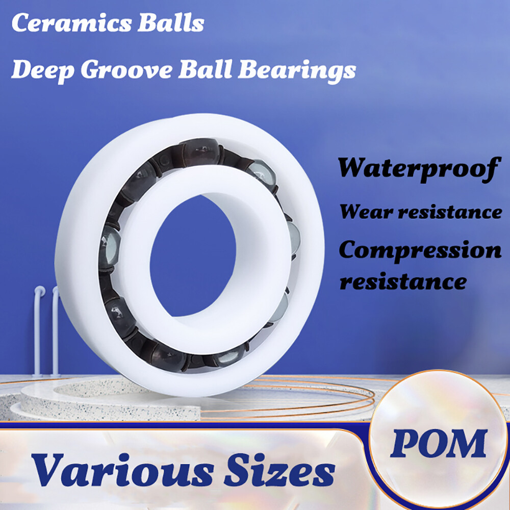POM Plastic Bearing Glass Ball / Deep Groove Ball Bearings Various Sizes