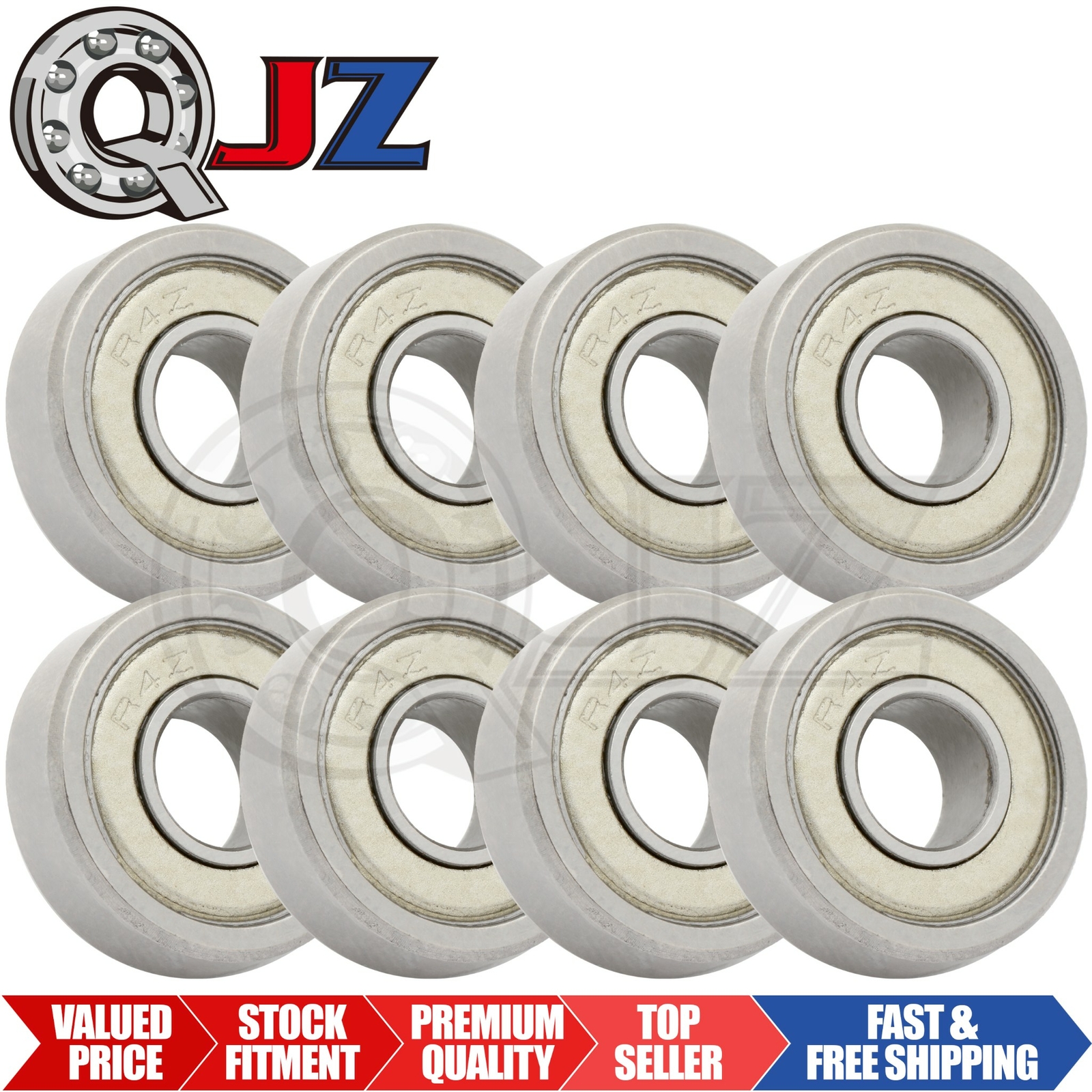 [Qty.8] R4-ZZ Miniature Radial Ball Bearing [0.25″ Bore x 0.625″ OD x 0.196″ W]
