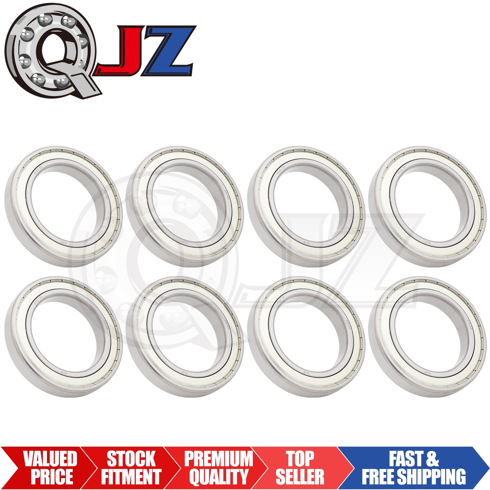 [Qty.8] 6022-ZZ Radial/Deep Groove Ball Bearing [110mm ID x 170mm OD x 28mm W]