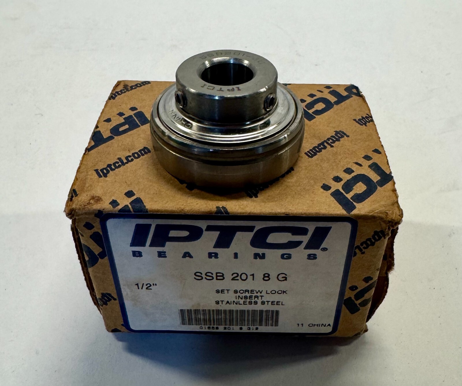 IPTCI SSB 201 8G Ball Insert Bearing, Cylindrical Bore, 1/2 in ID, Light Duty,
