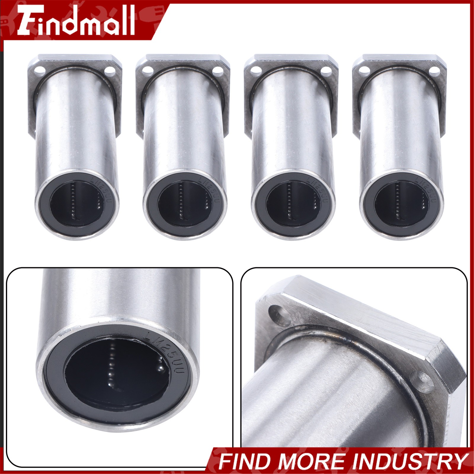 Findmall Steel Cage LMK25UU Linear Bearing 25x40x59mm Square Flange for CNC