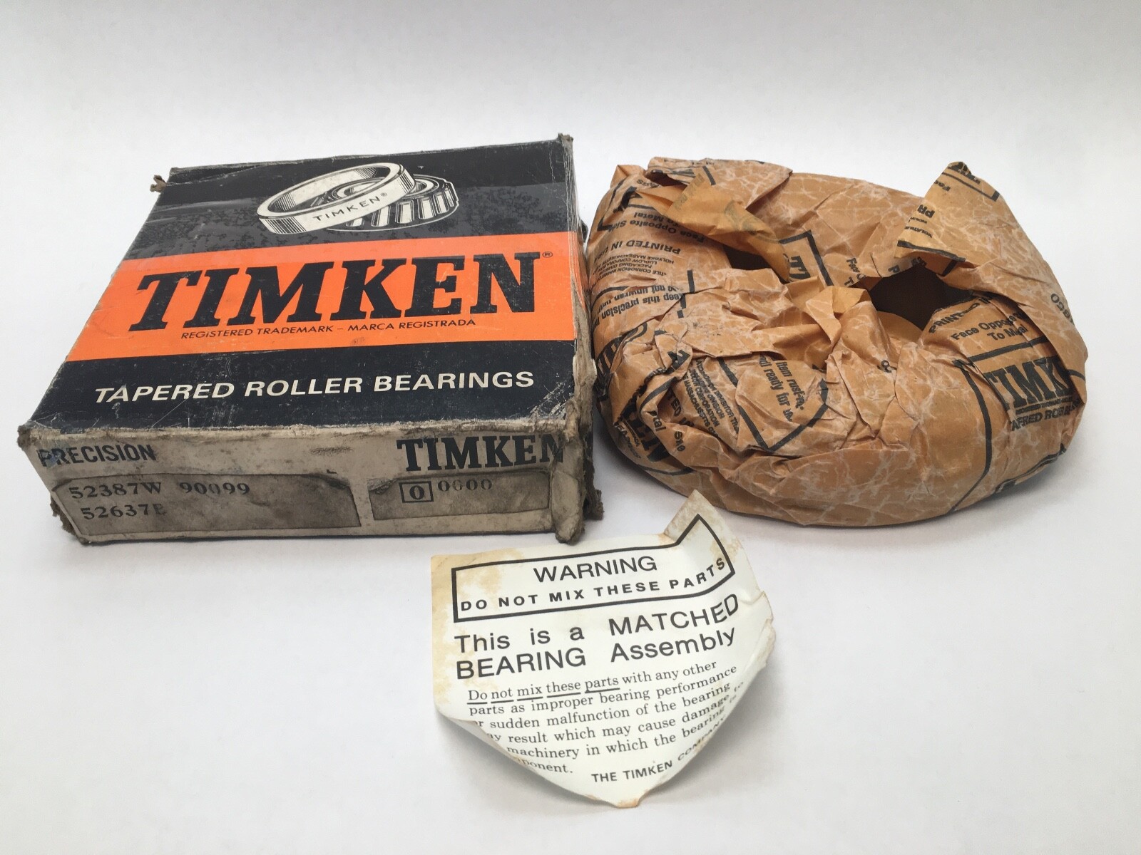 Timken 52387W/52637B Flange Taper Bearing Cone&Cup 3-7/8″ ID 6-3/8″ OD 90099 USA