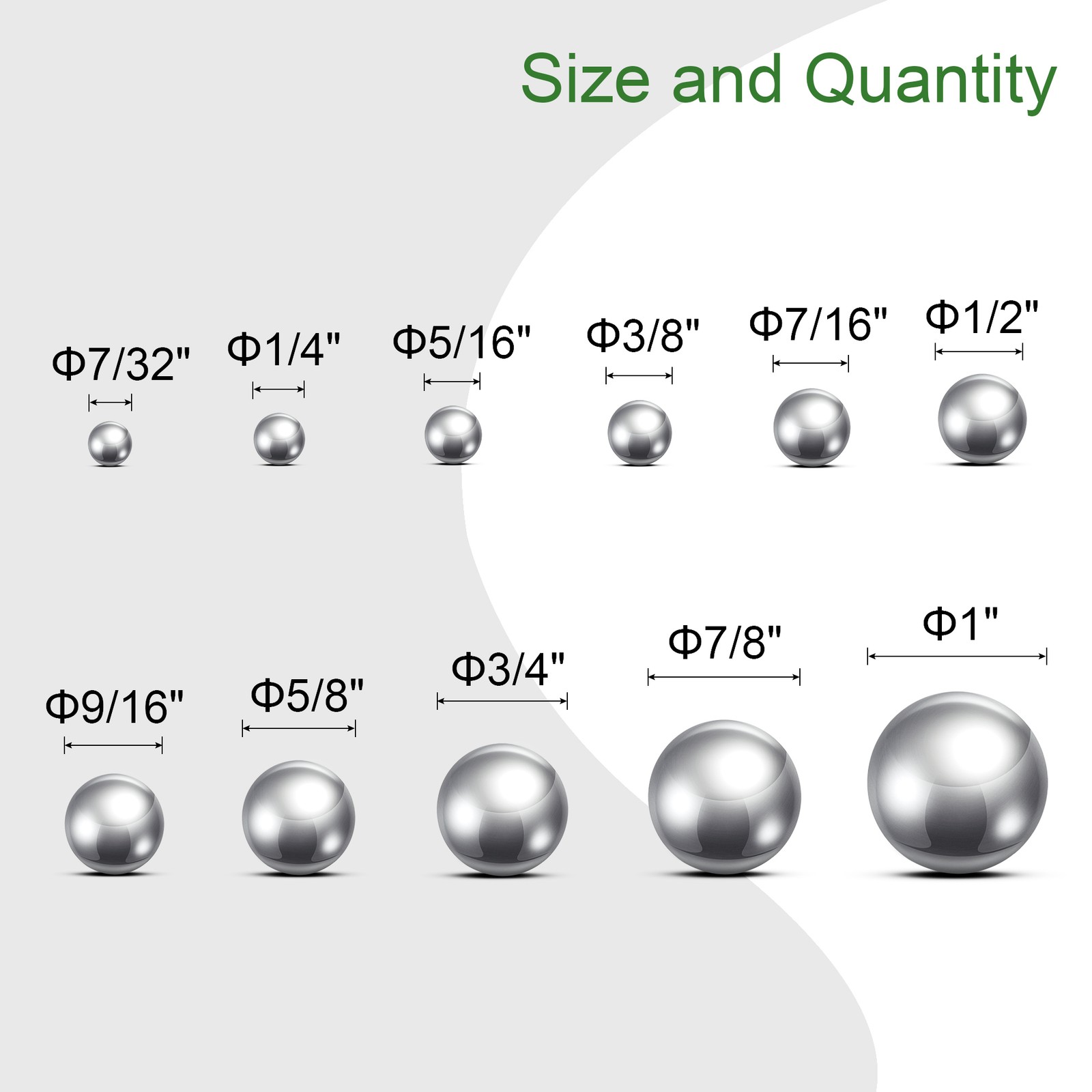 11sets 11 Size Bearing Balls Assortment 304 Stainless Steel with Storage Box