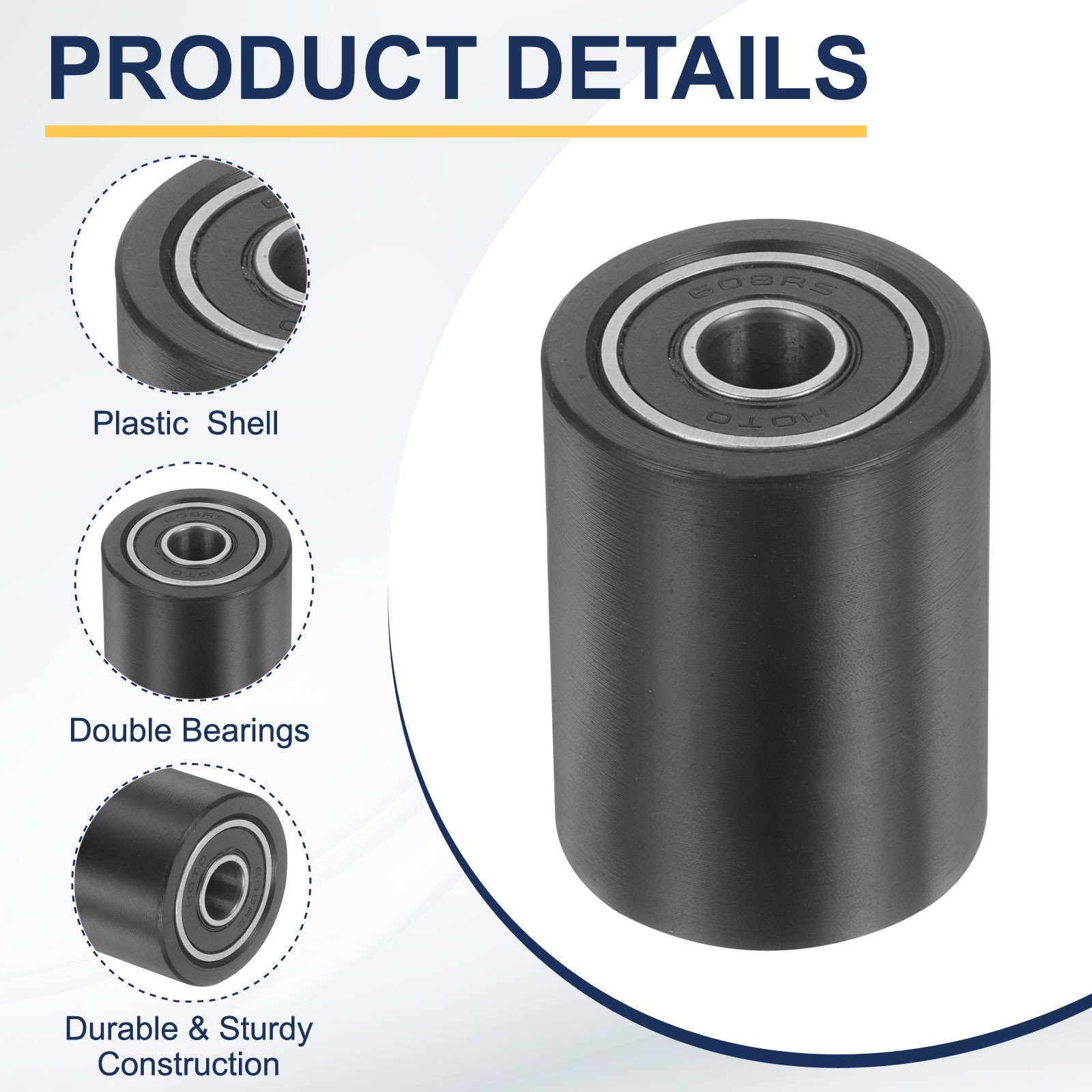 2 Pcs Plastic Roller Wheel with Bearings 5/16″ x 1-5/32″ x 1-1/2″ Bearing Pulley
