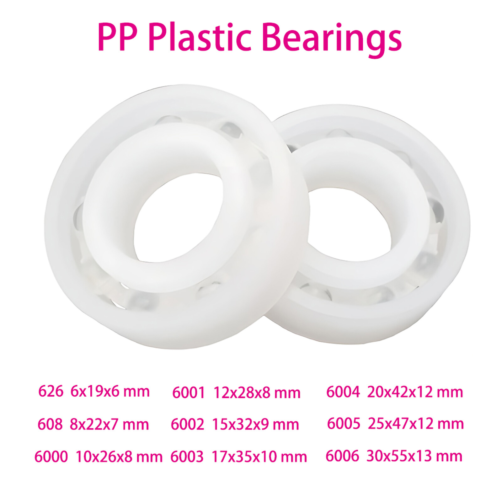 PP Nylon Plastic Precision Ball Bearing Glass Ball Bearings 608 626 6000 – 6006