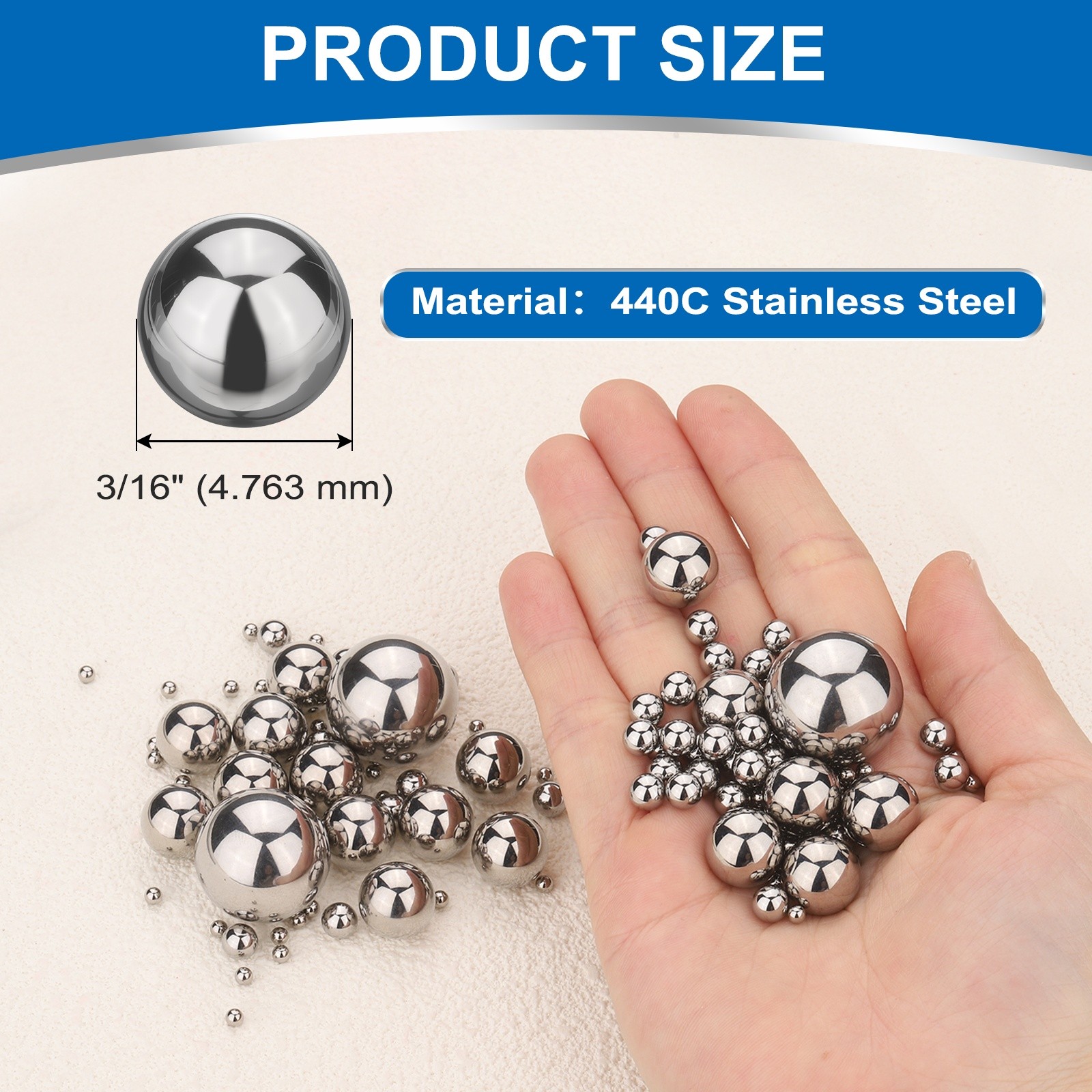 200 Pcs Mirror Polished 3/16″ Bearing Balls 440C Stainless Steel G10 Precision